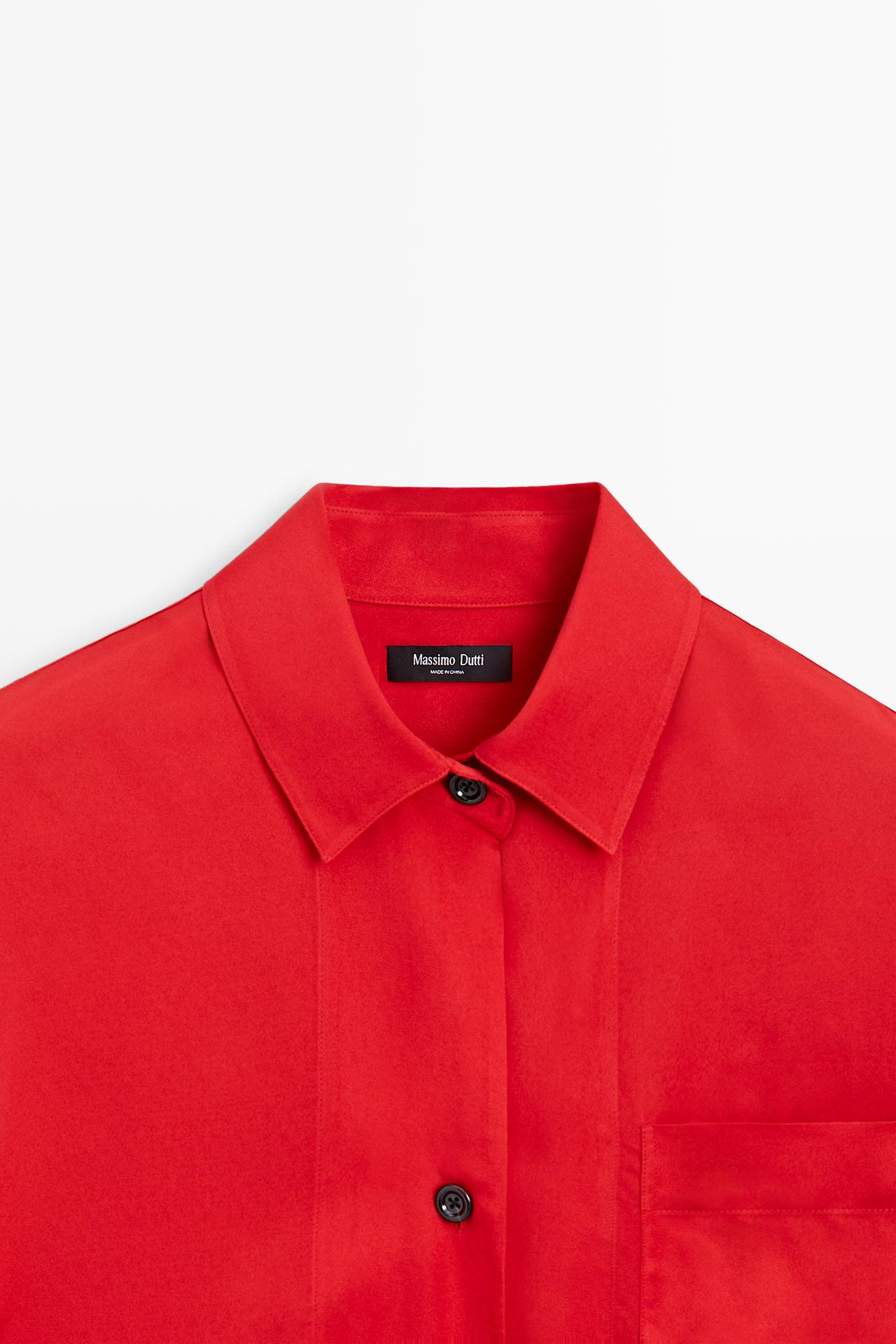 Oversize flowing shirt with pocket detail — RED