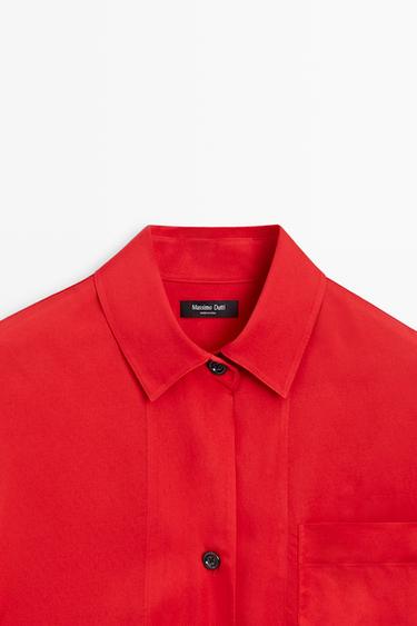 Oversize flowing shirt with pocket detail — RED 9