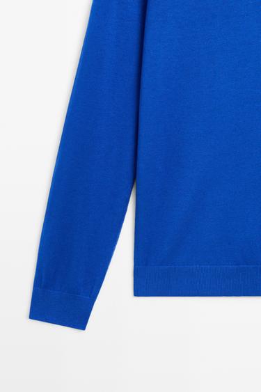 Cotton blend knit sweater — Blue 7