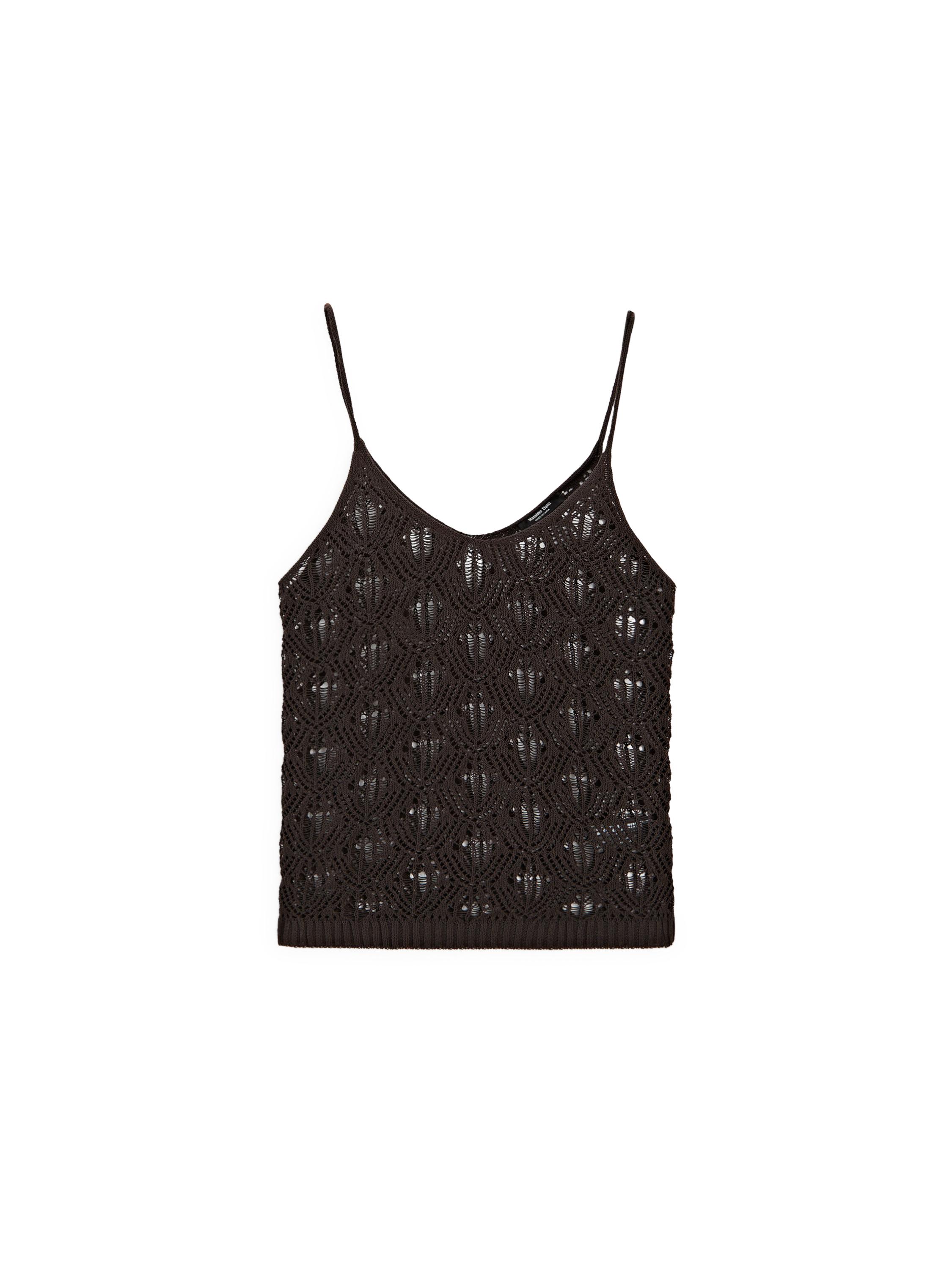 Strappy top with openwork detail — BROWN