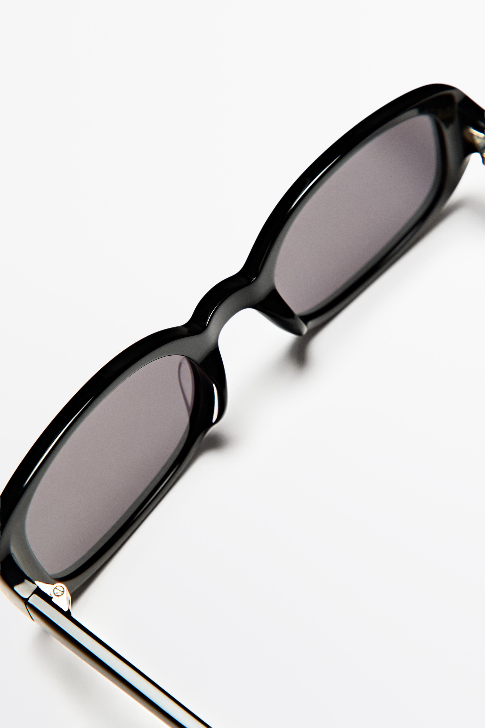 90s-style rounded sunglasses — BLACK