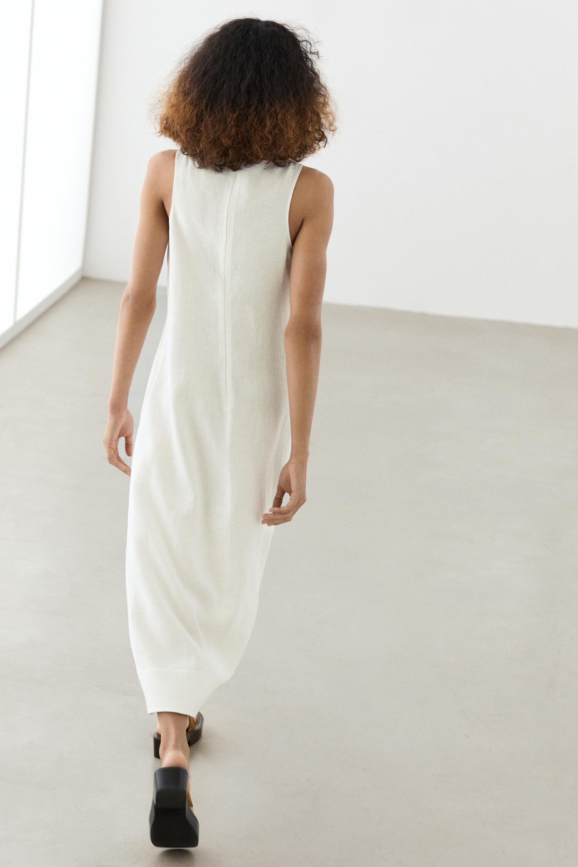 100% linen halter dress — WHITE