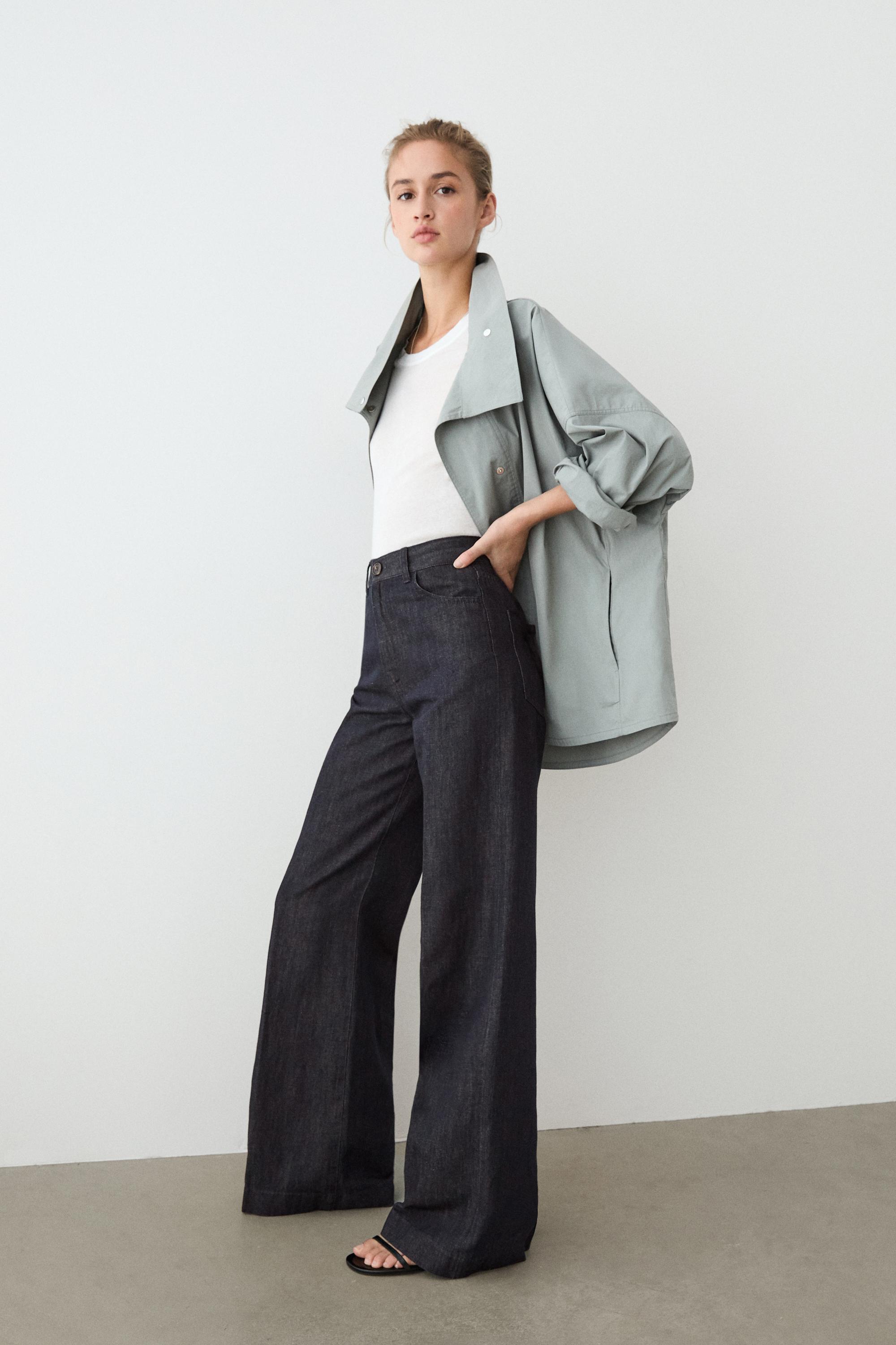 Denim-Palazzohose mit hohem Bund