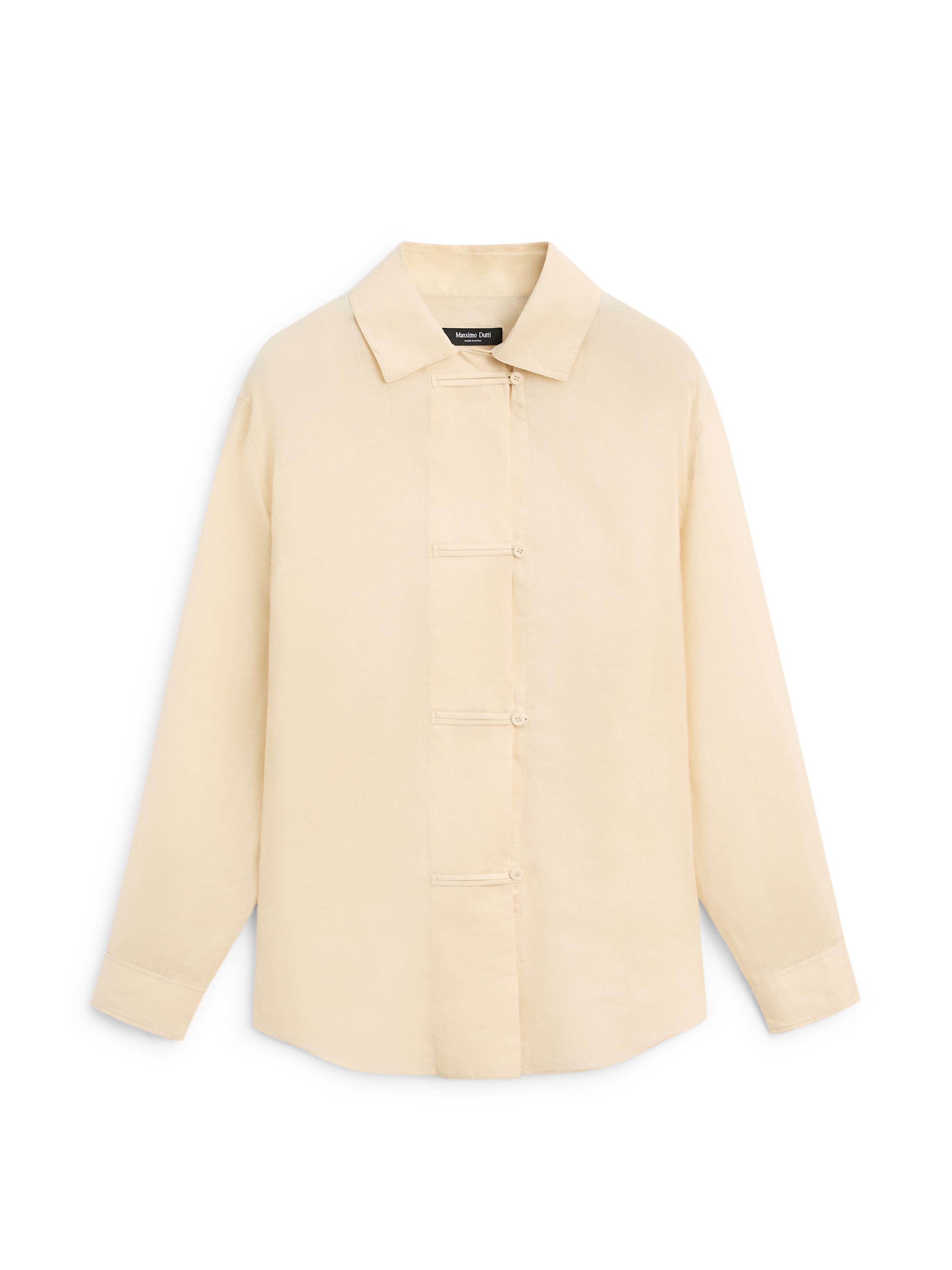 Flowing total look 100% ramie shirt — BEIGE