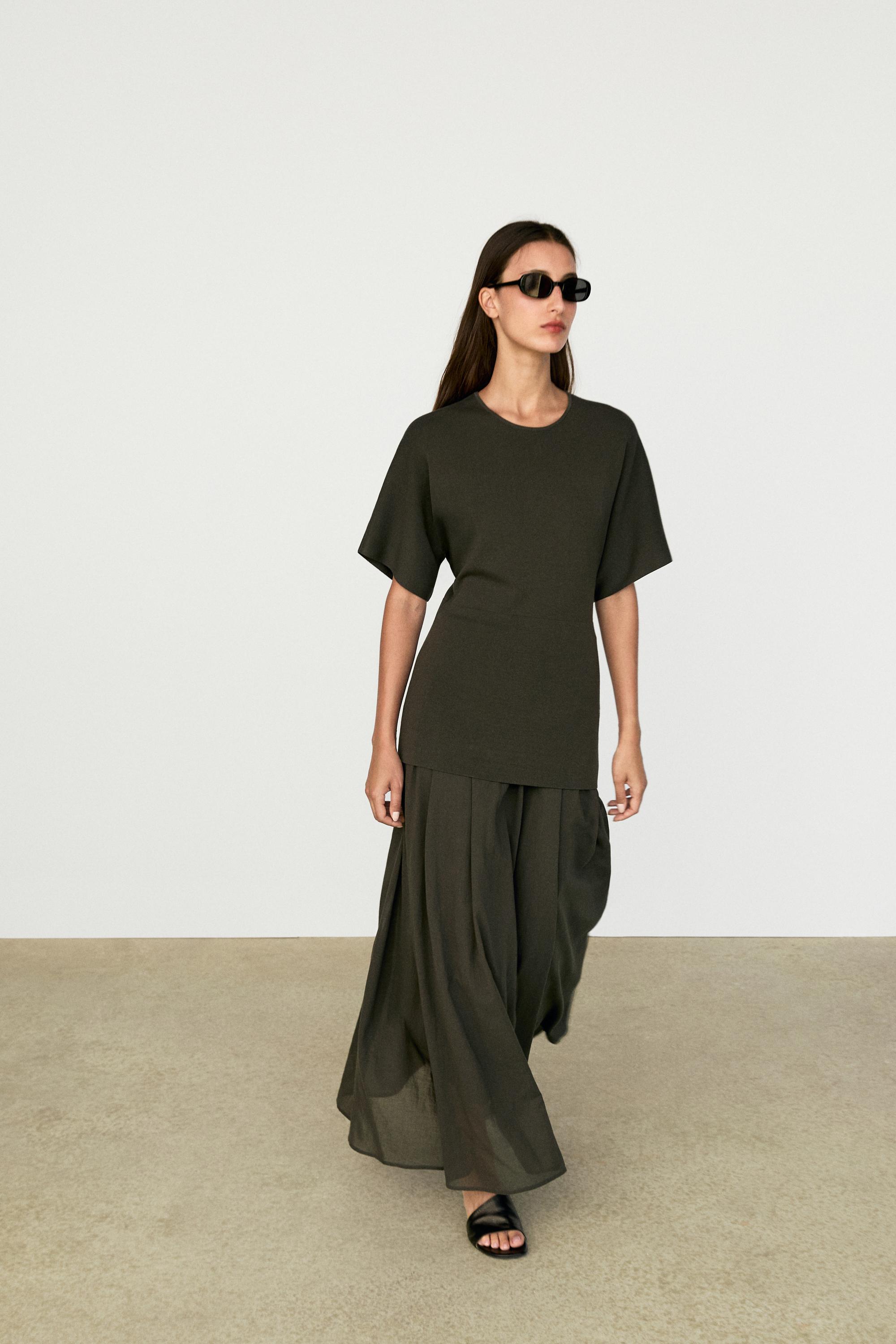 Combined midi dress — GREEN