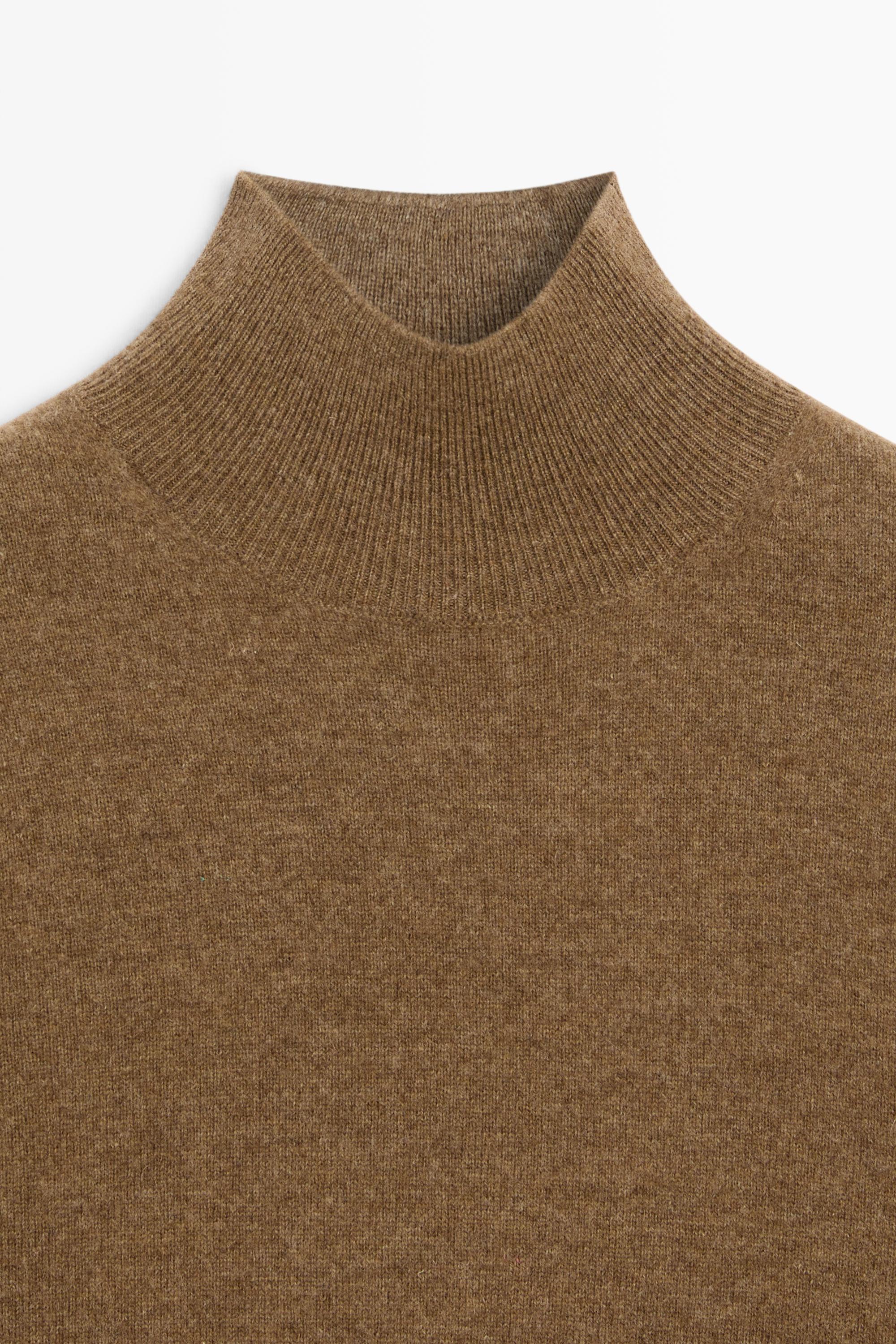 Wool-cashmere blend short sleeve knit sweater — BROWN MARL