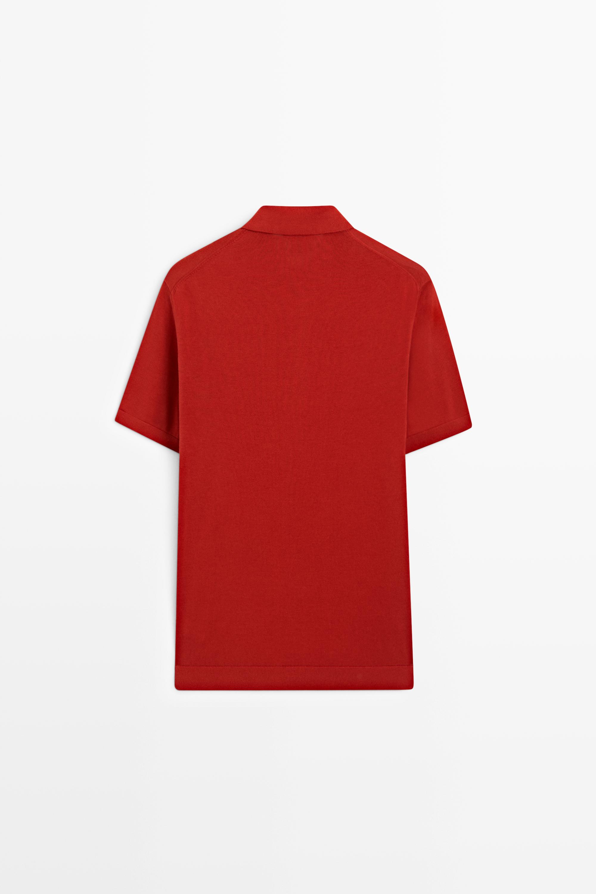 100% Cotton Knit Polo Shirt — RED