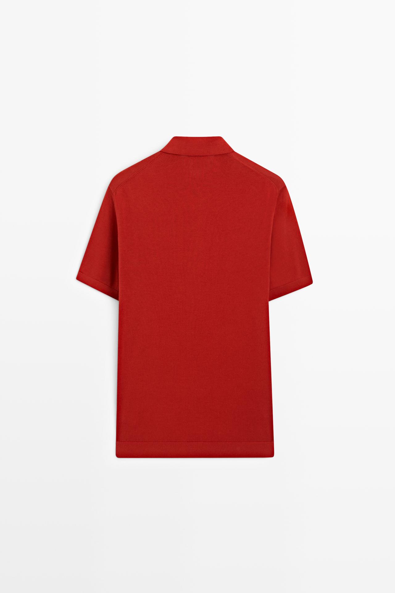 100% Cotton Knit Polo Shirt — RED