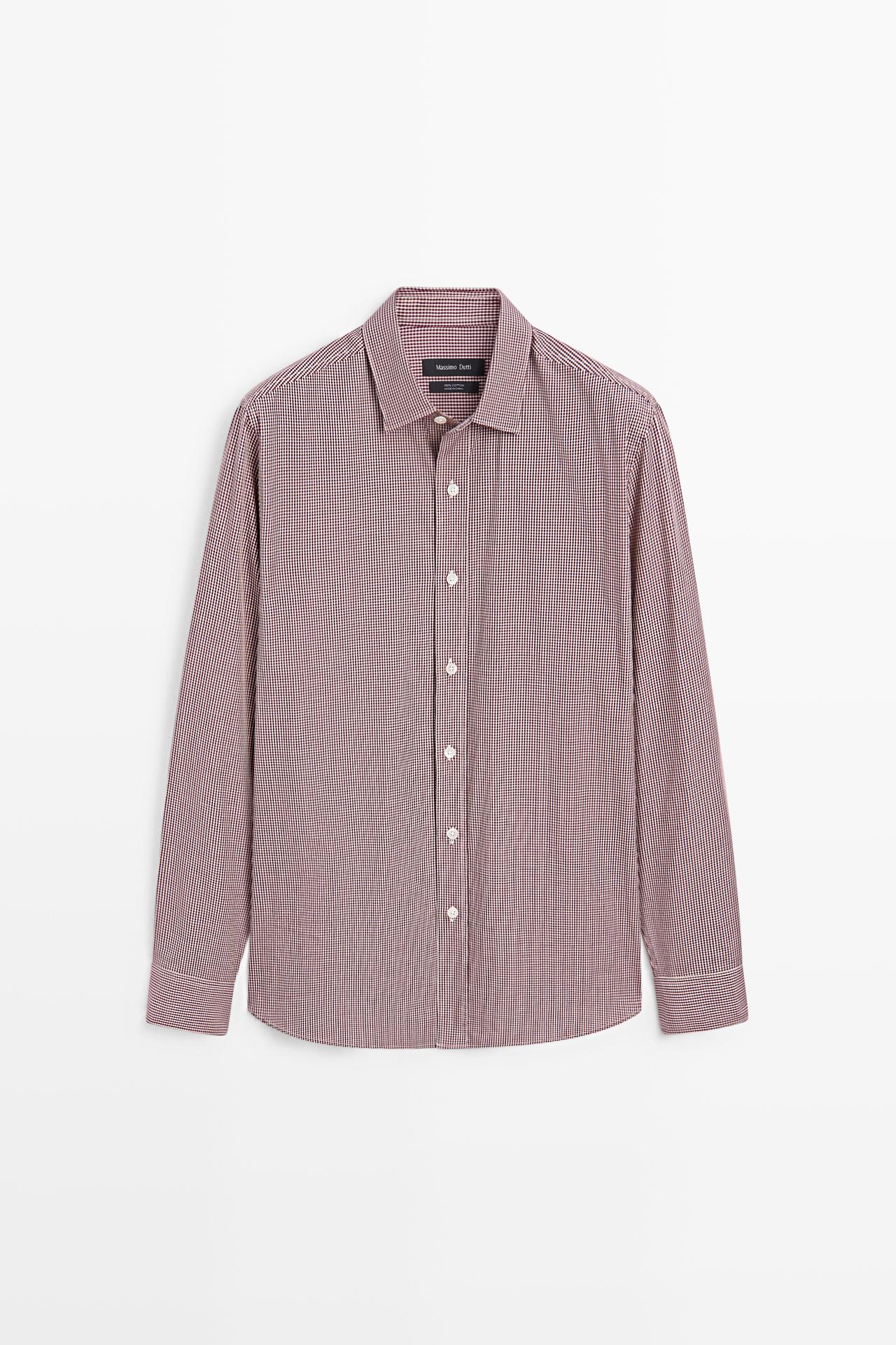 Regular fit gingham shirt — DARK PINK