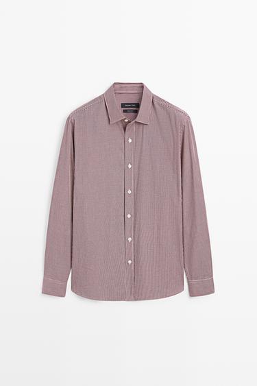 Regular fit gingham shirt — DARK PINK 2