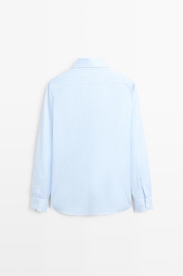 Slim fit striped 100% cotton shirt — SKY BLUE 6