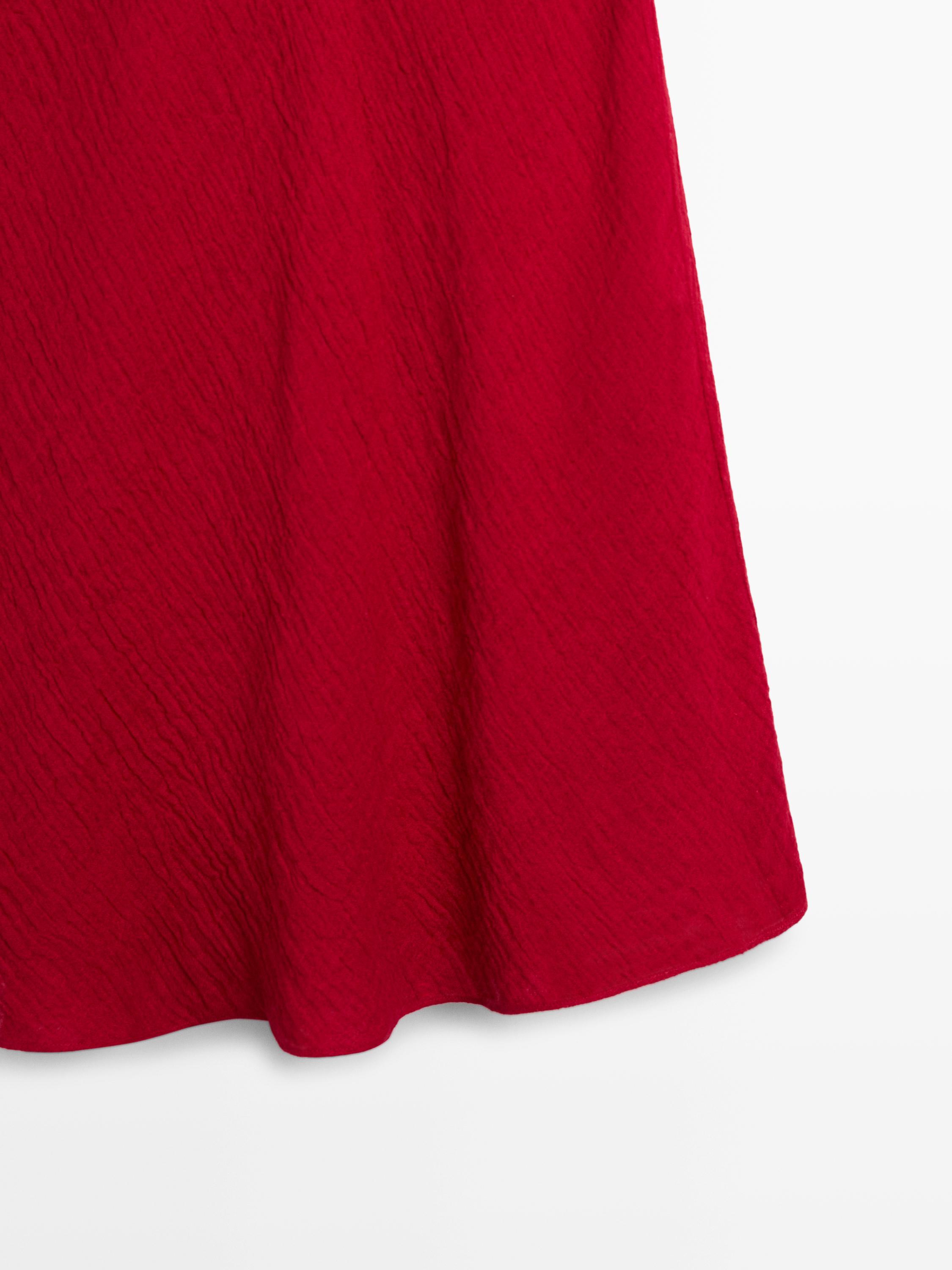 100% linen flounce midi skirt — RED