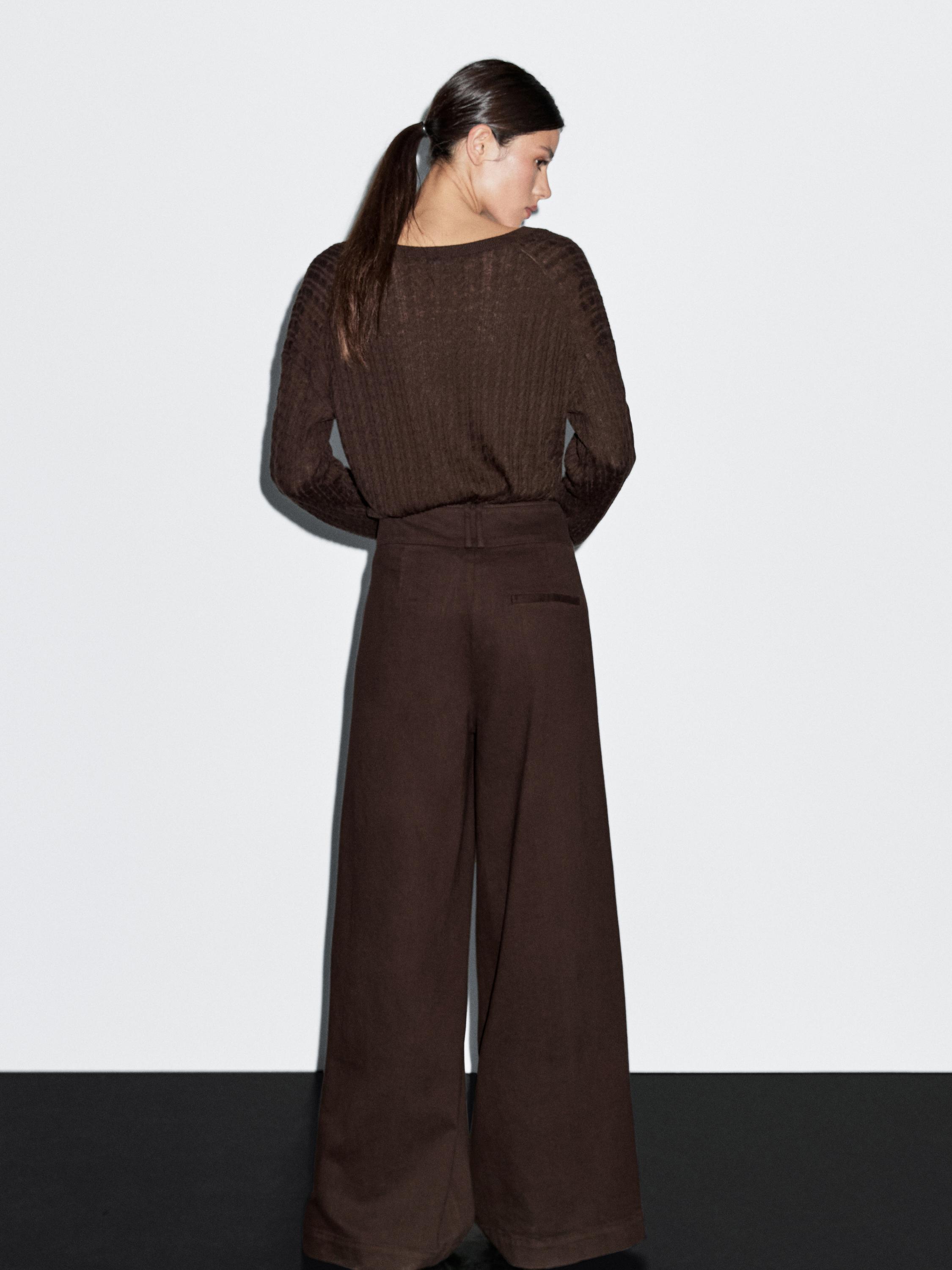 High-waist wide-leg trousers