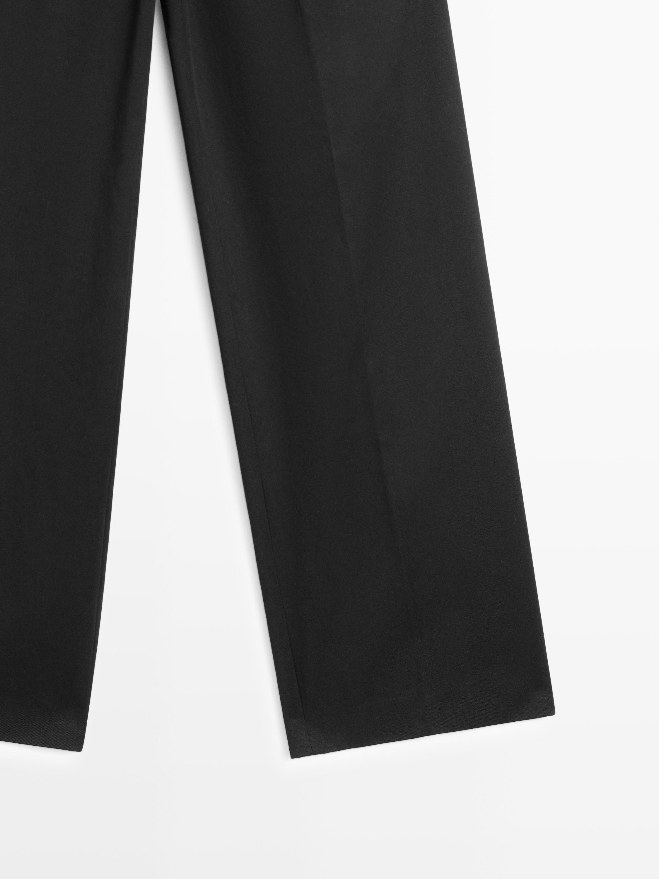 Darted cotton trousers — BLACK