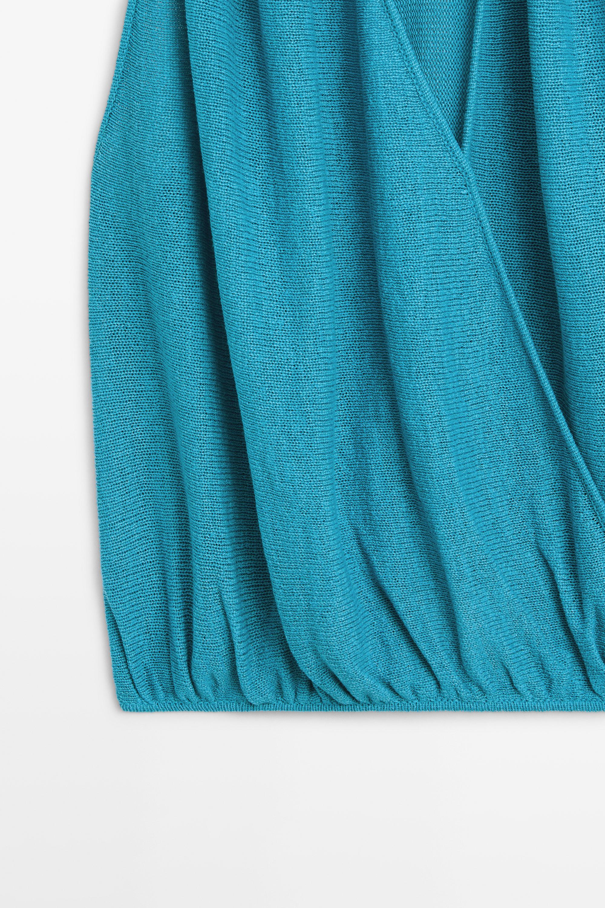 Linen blend crossover top — TURQUOISE