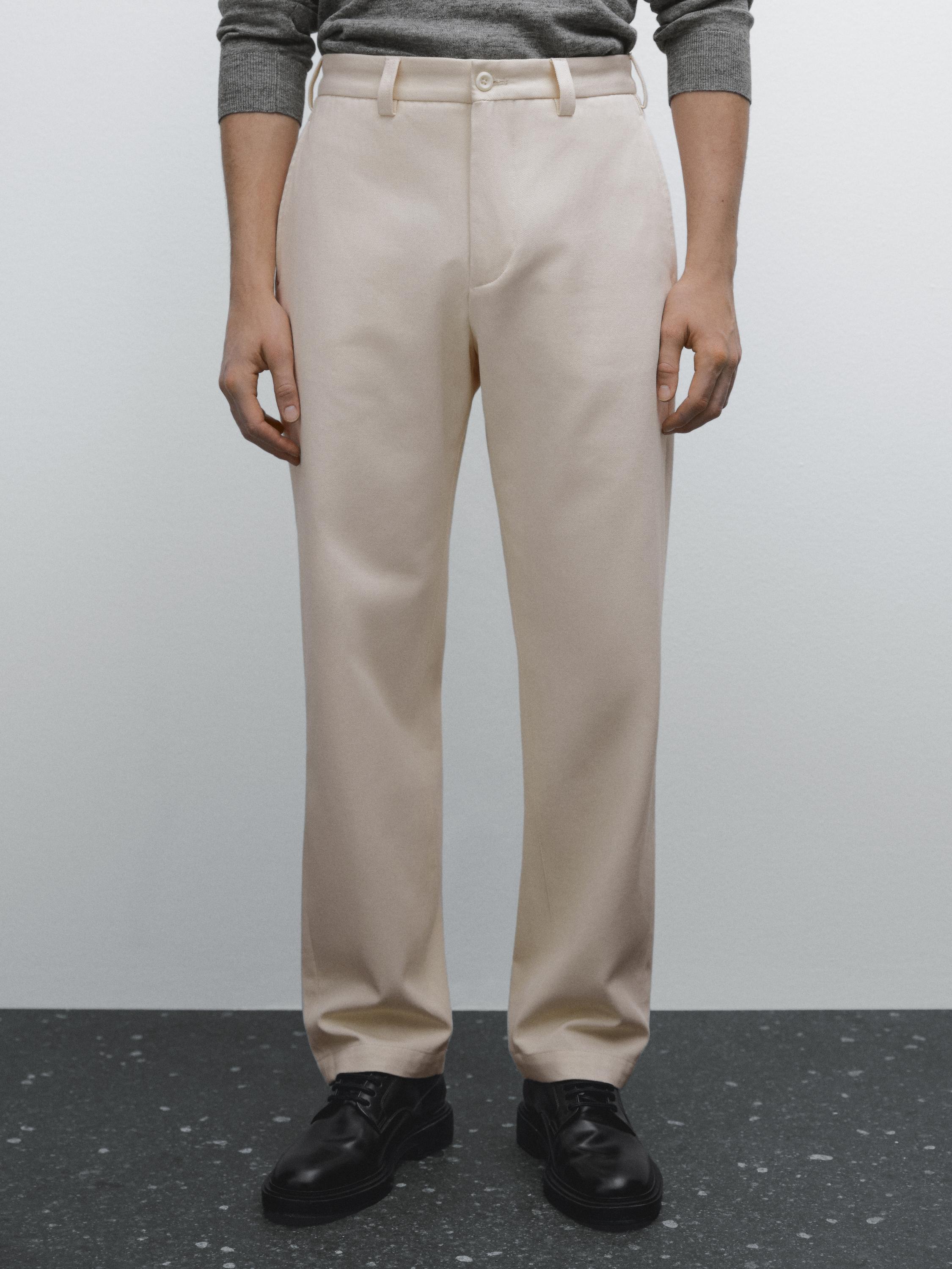 100% cotton straight-leg trousers