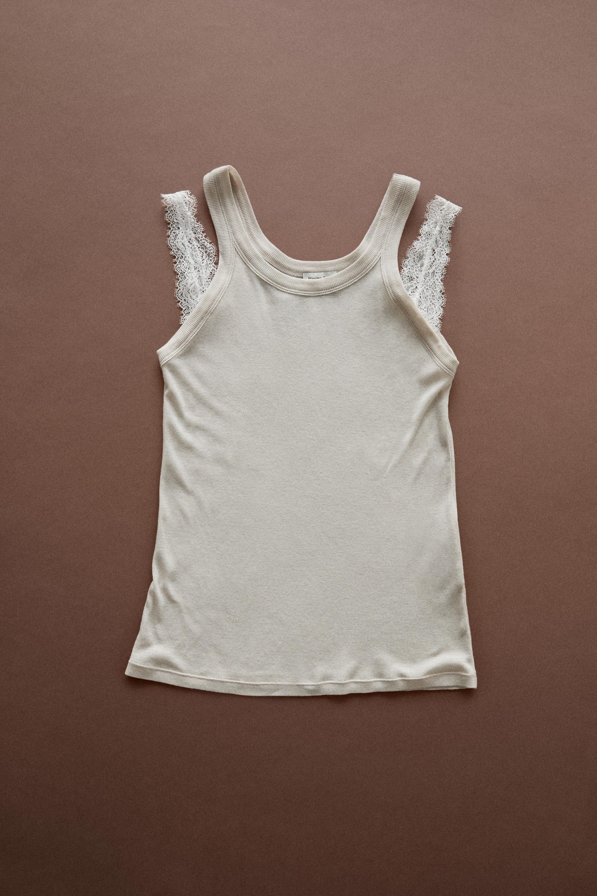 Double strap detail top - STUDIO — BEIGE