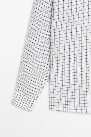 100% linen regular-fit check shirt — BLUE 7