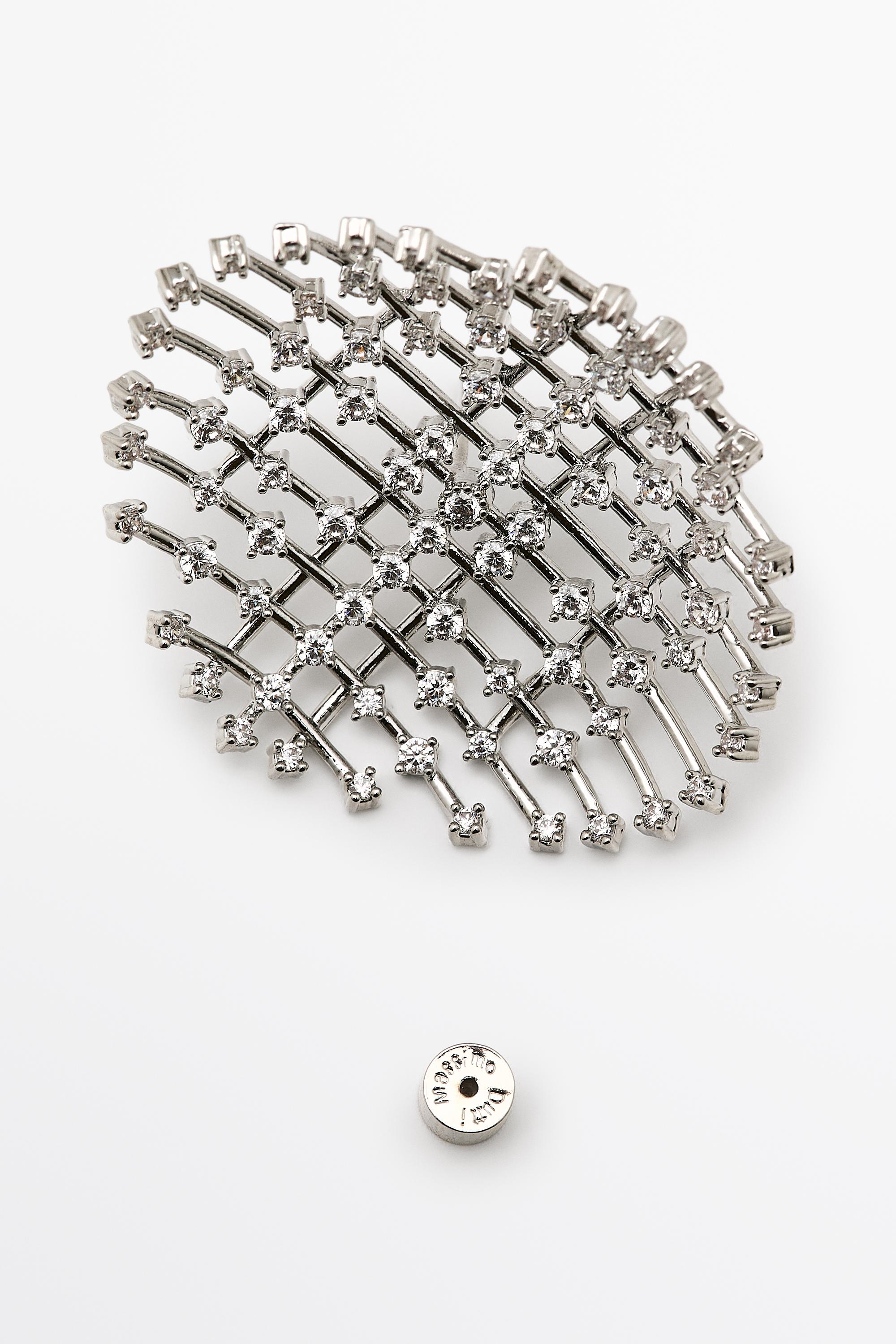 Geometric rhinestone hoop earrings — SILVER