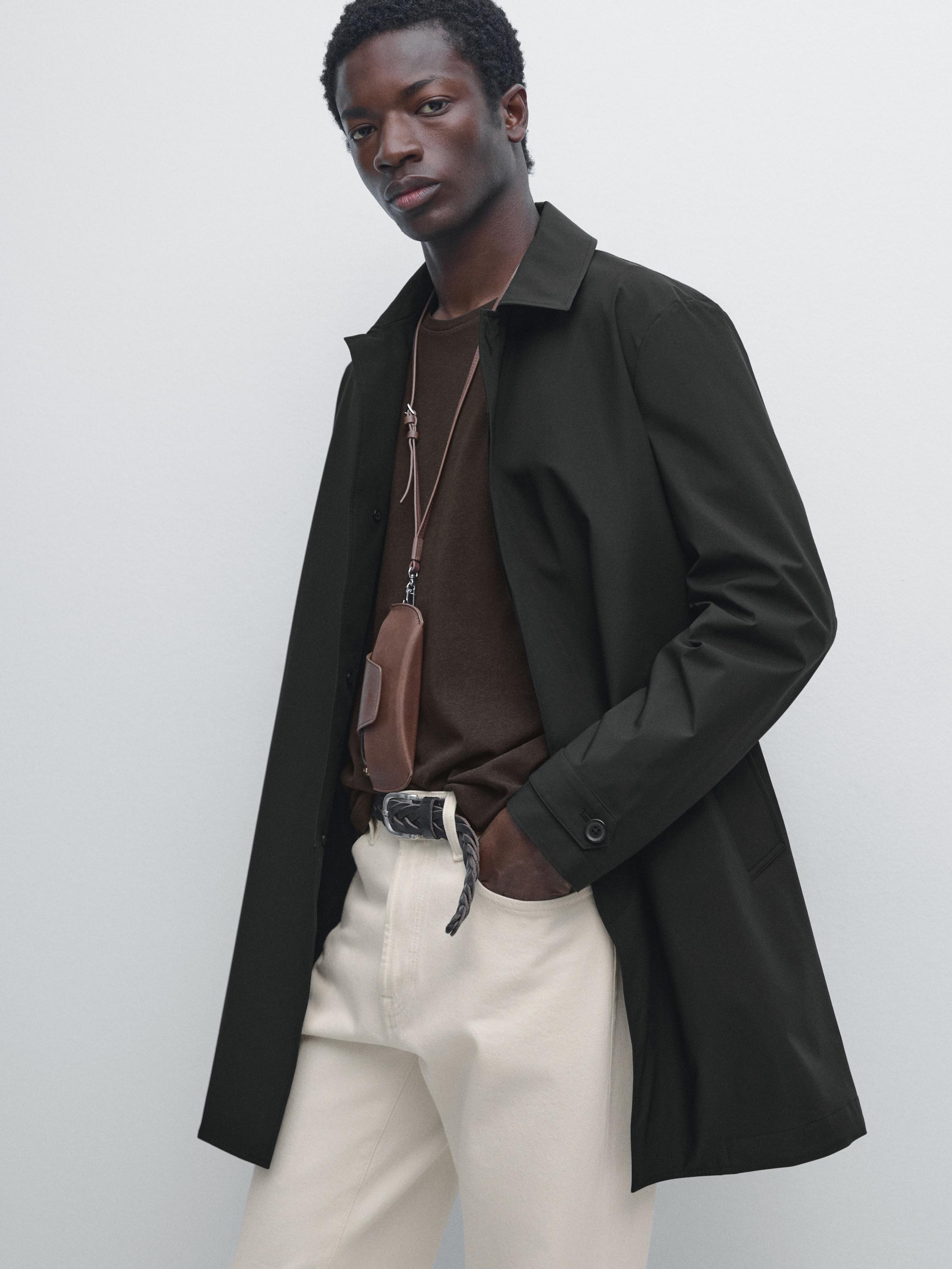 Lightweight technical fabric parka — BLACK