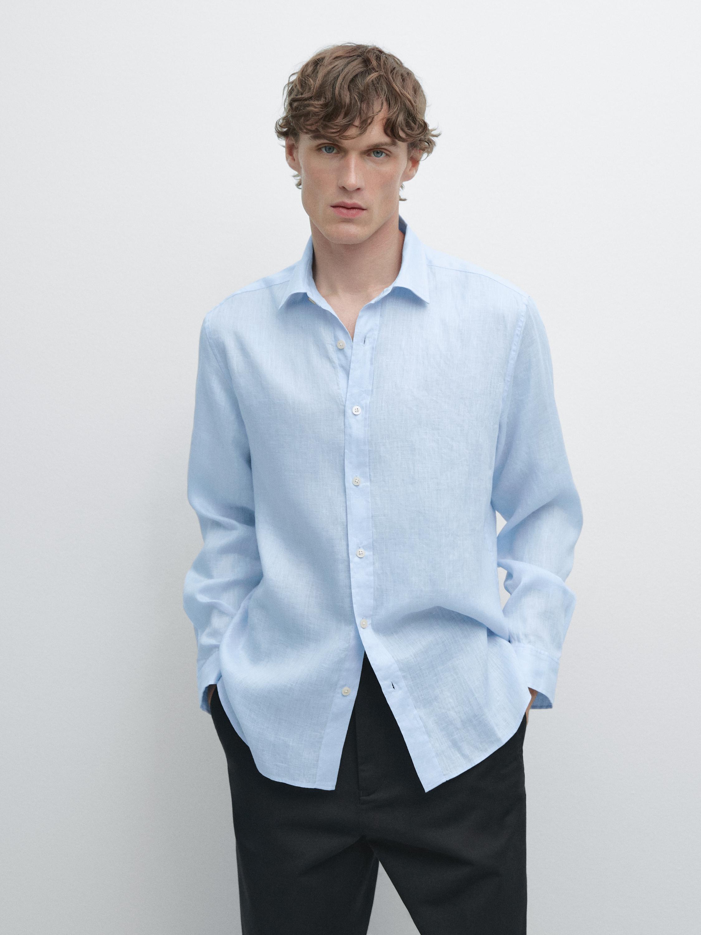 Slim fit 100% linen shirt
