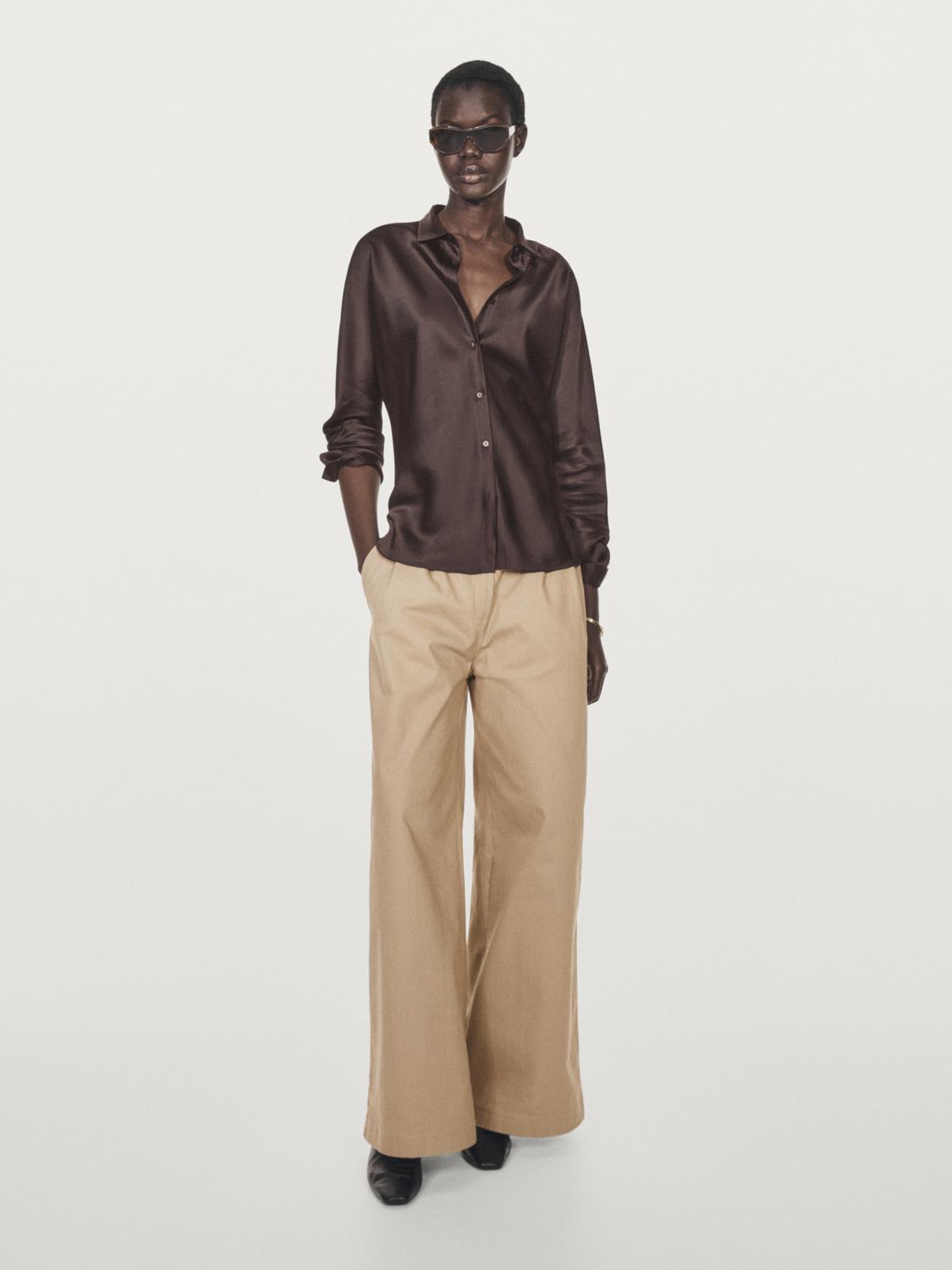 Satin shirt with batwing sleeves