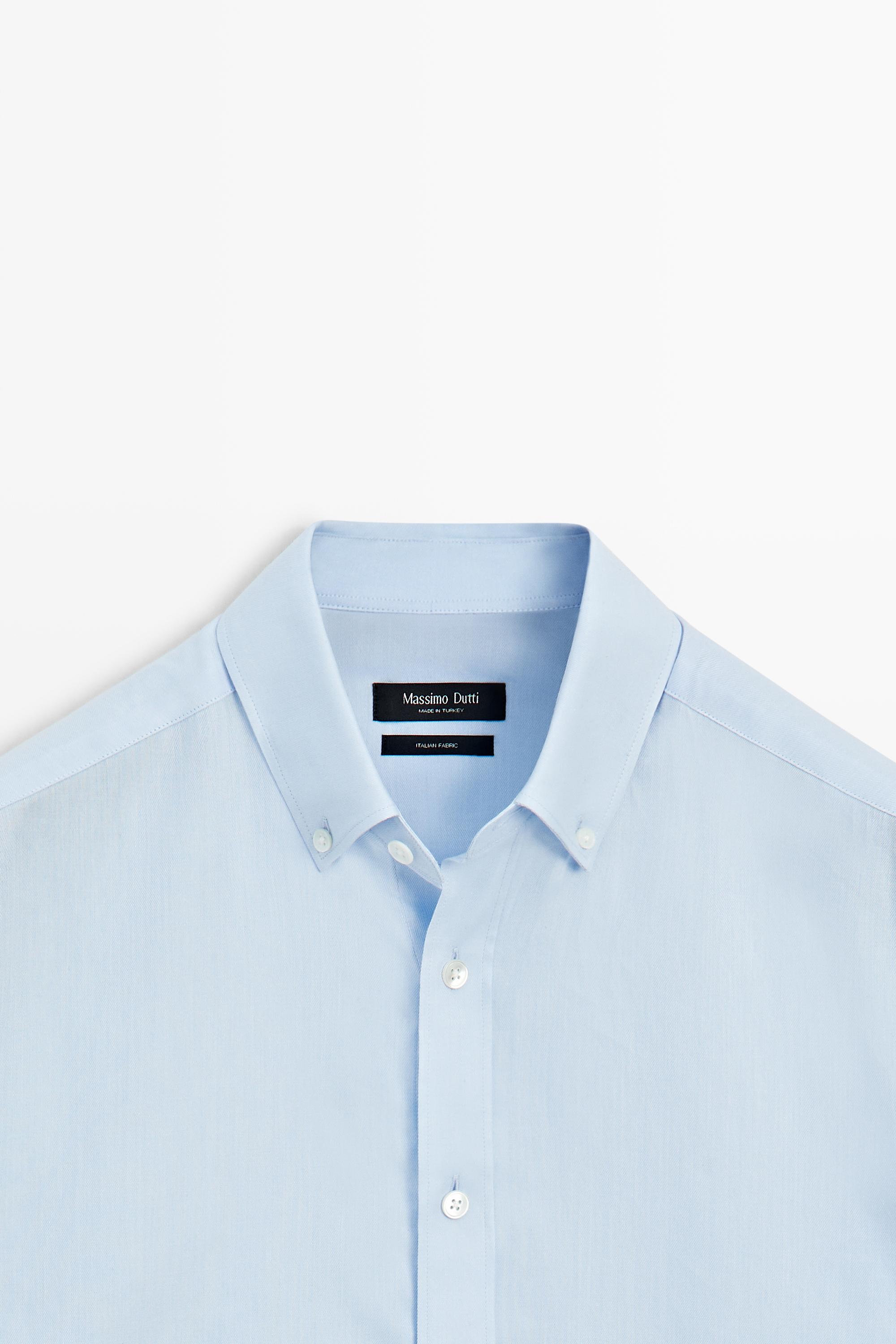 100% cotton twill regular fit shirt — Light Blue