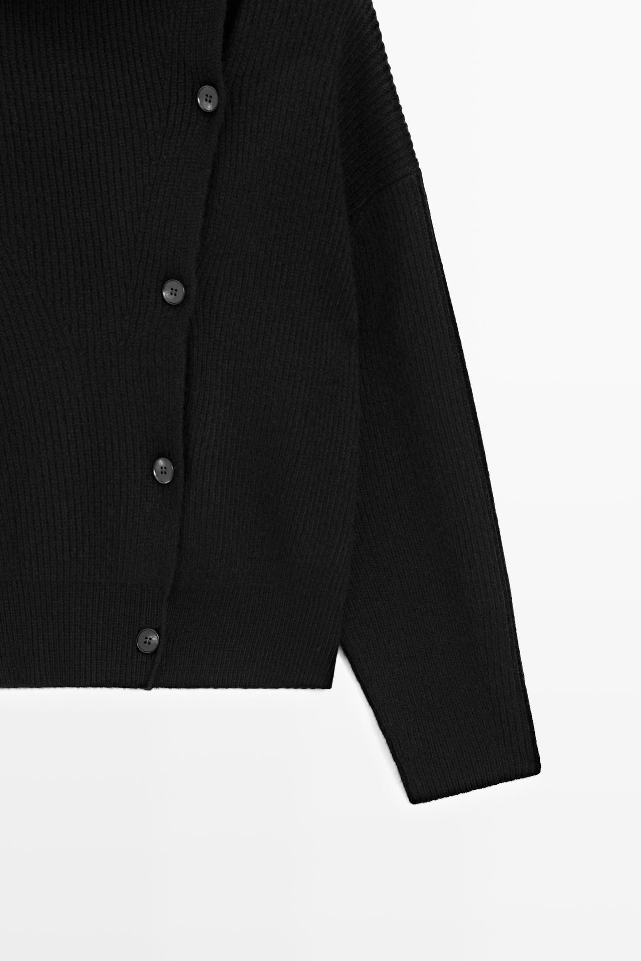 Cashmere blend button detail cardigan — BLACK