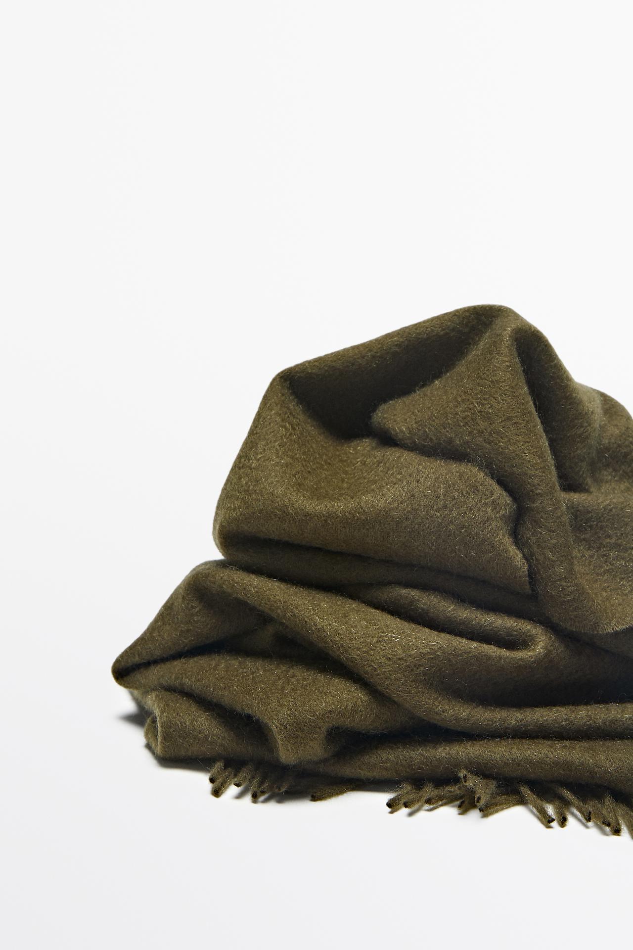 Fringed 100% cashmere knit scarf — MOLE BROWN