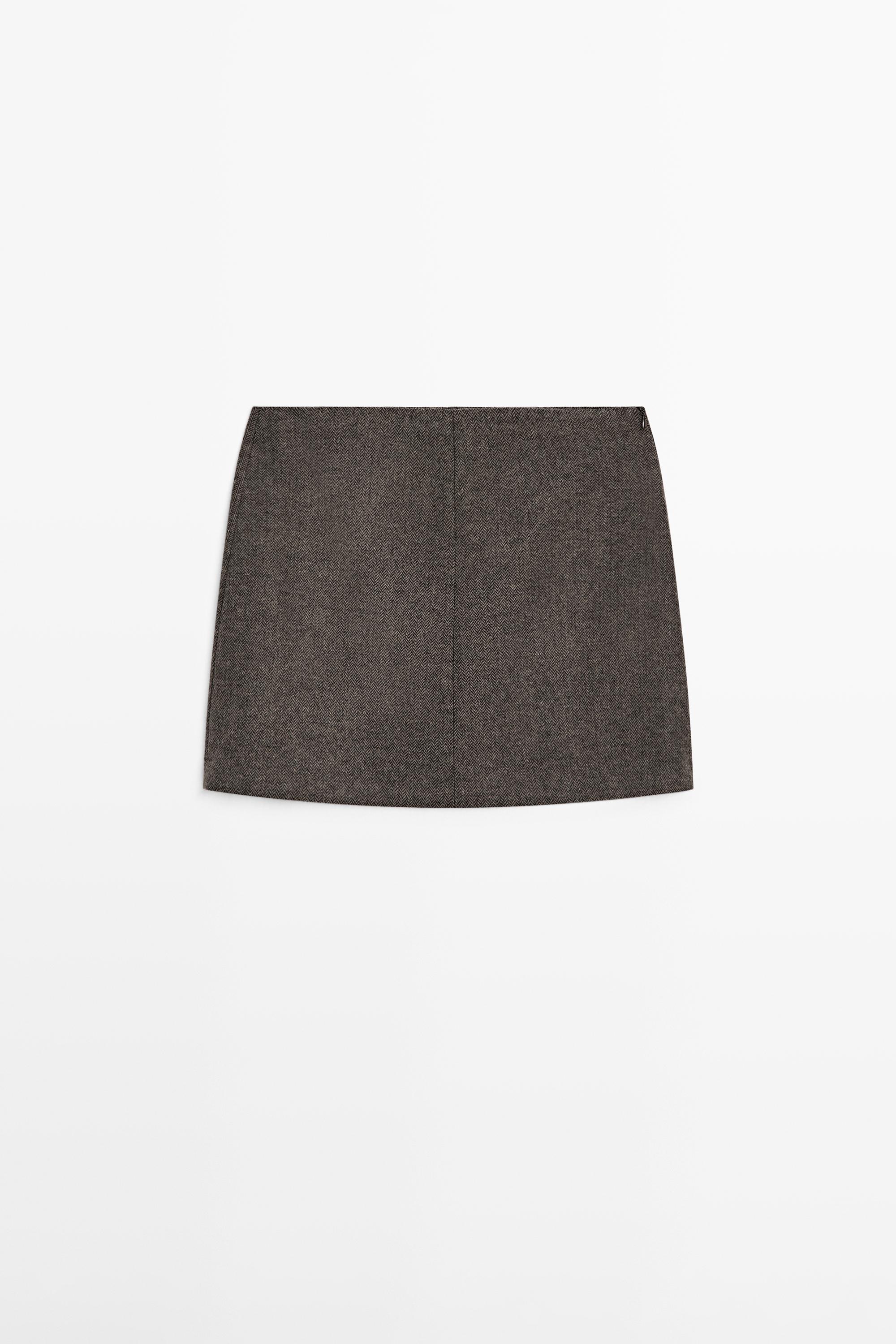 Wool blend mini skirt — Chocolate