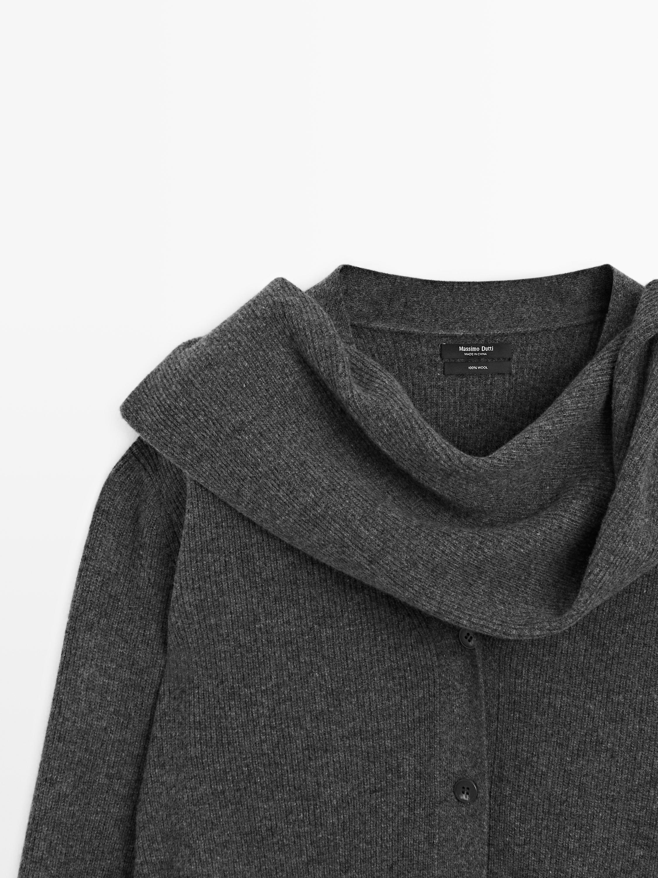 Cardigan avec écharpe 100 % laine