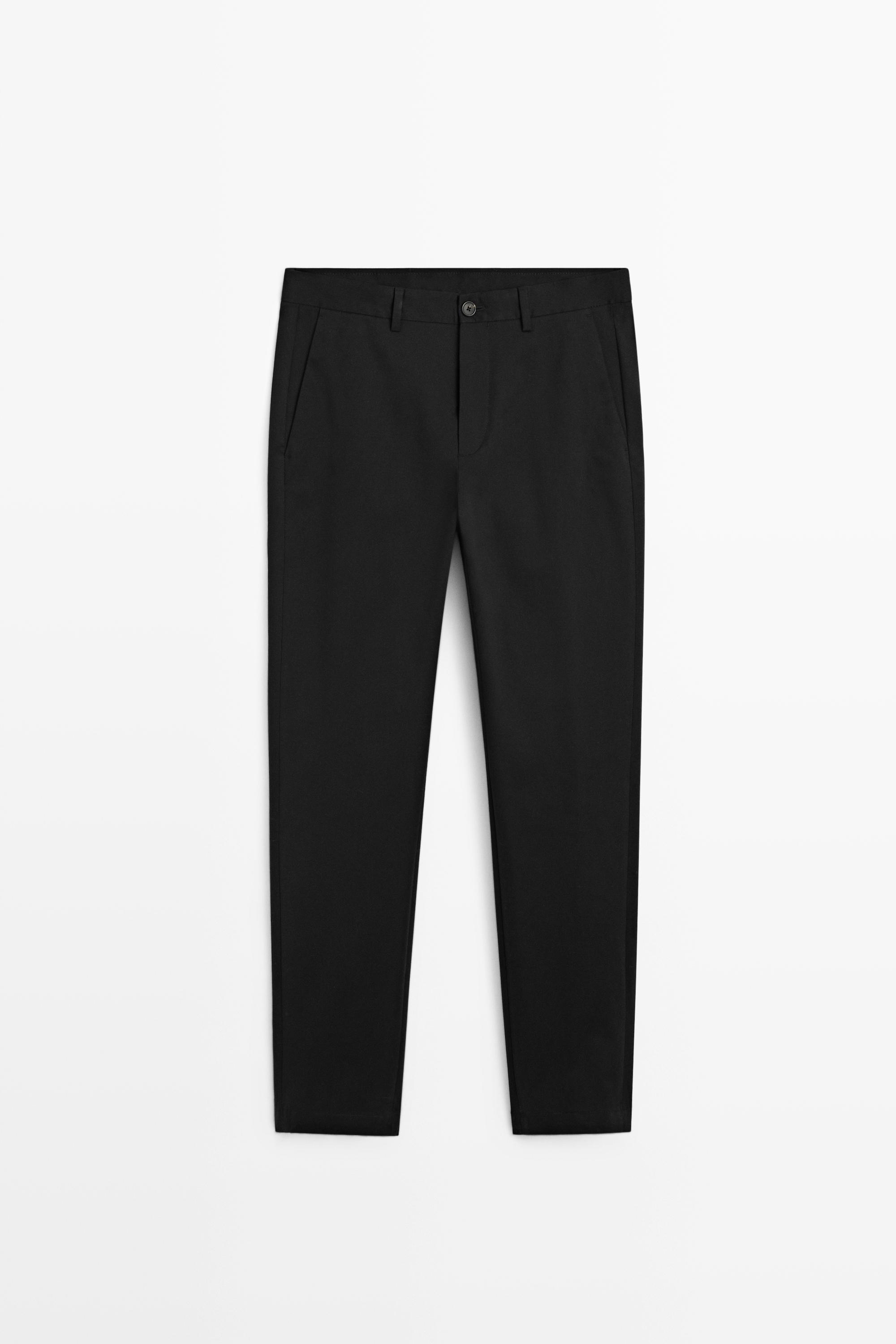 Cotton blend slim fit pants