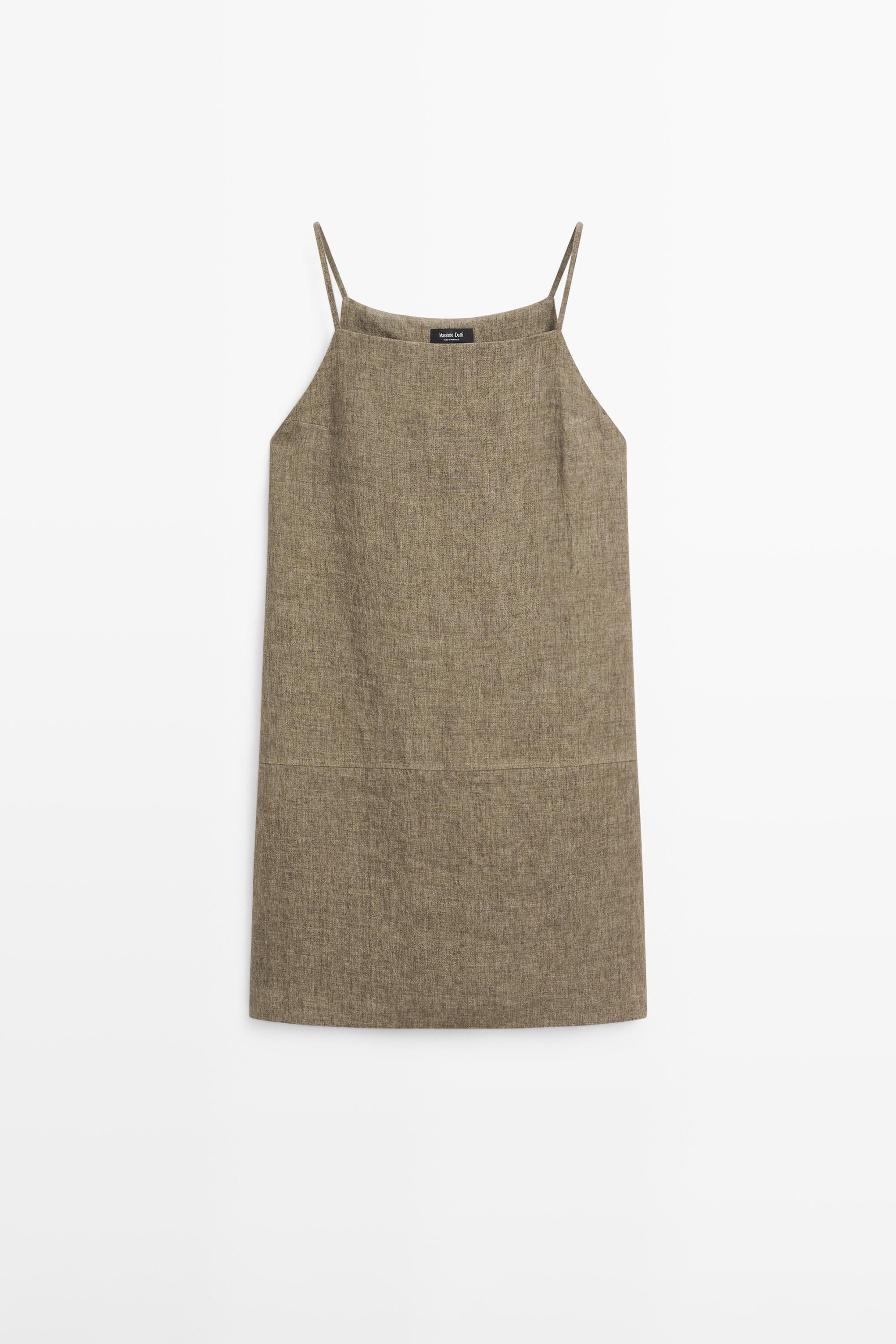 100% linen short dress