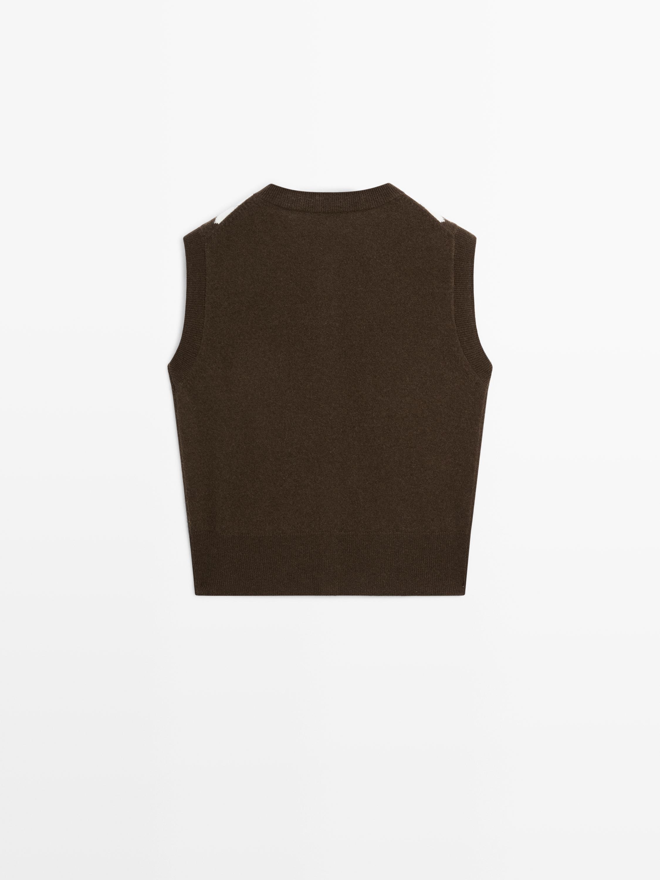 Strikket cardigan-vest med diamantdetalje