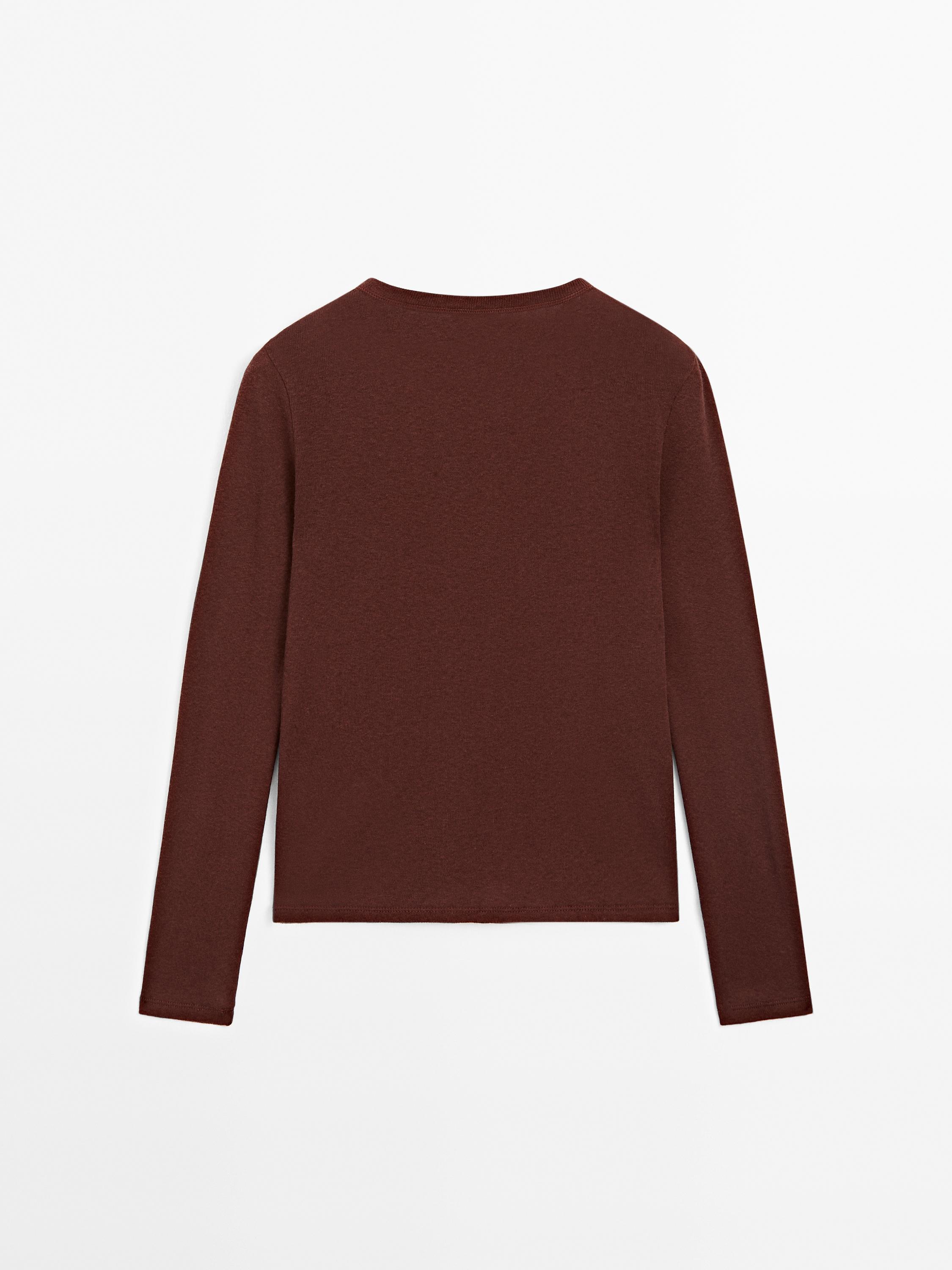 Cotton blend henley T-shirt