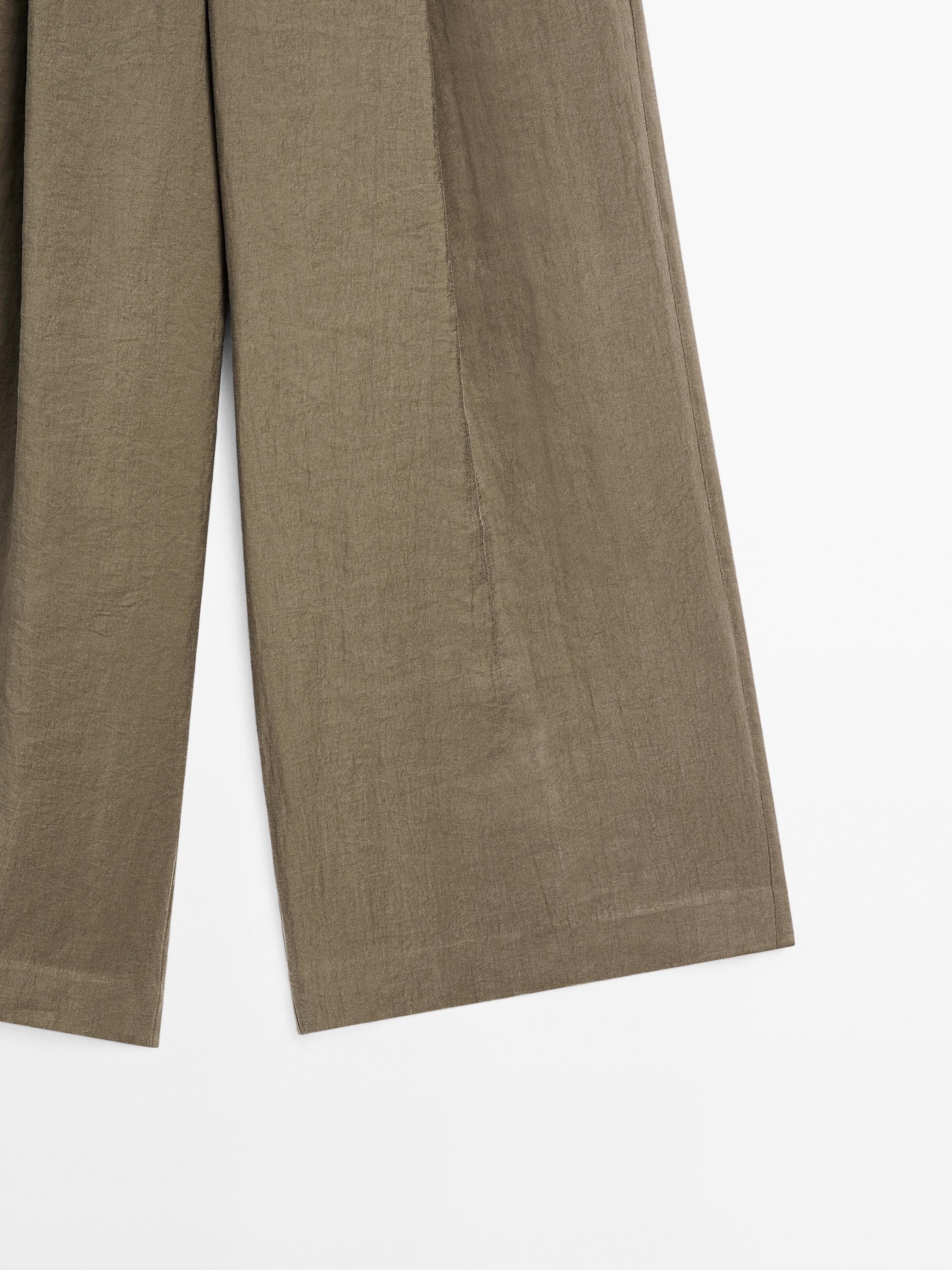 Pantalón wide leg cropped pinzas