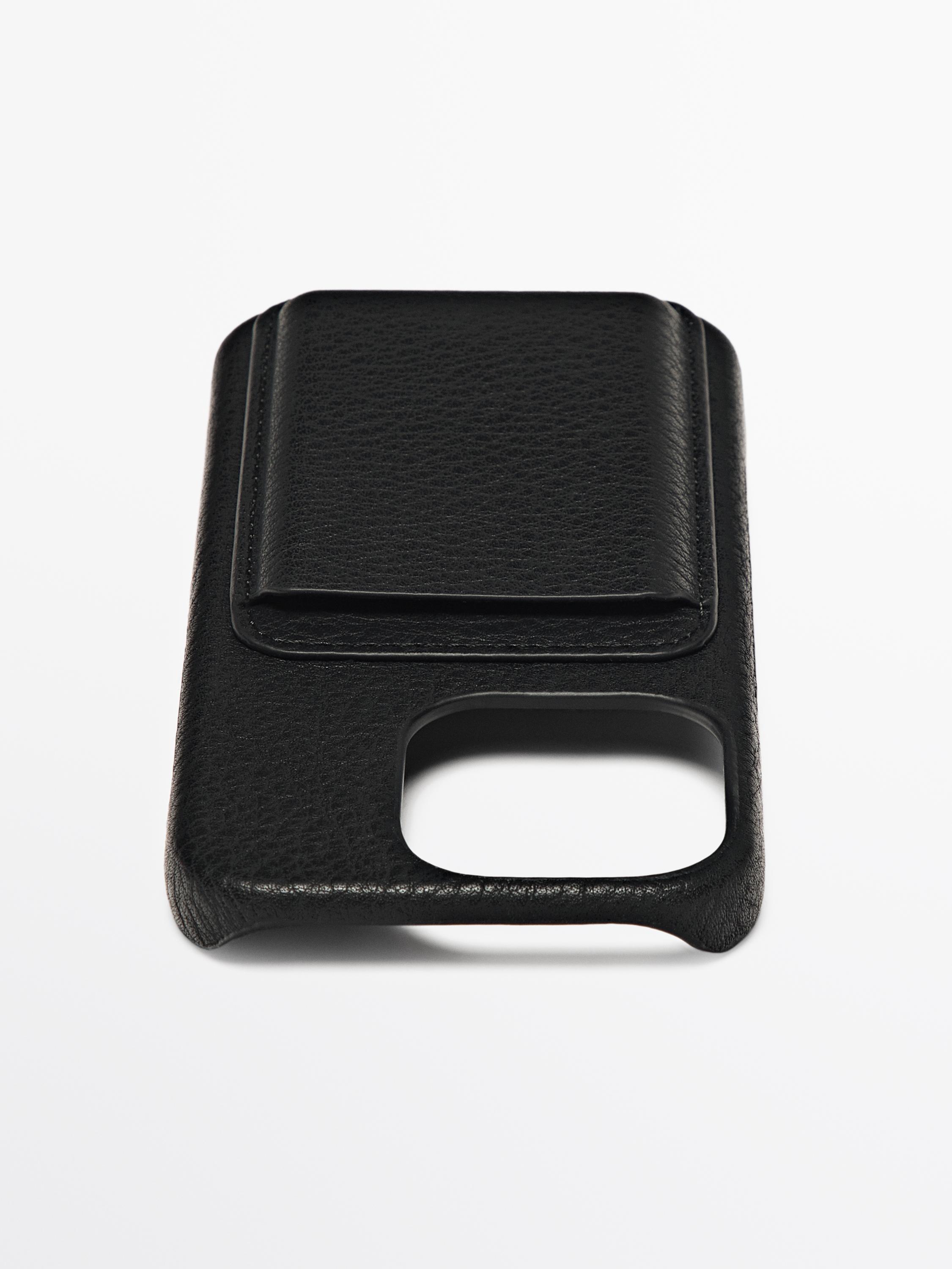Nappa leather iPhone 16 Pro case — BLACK