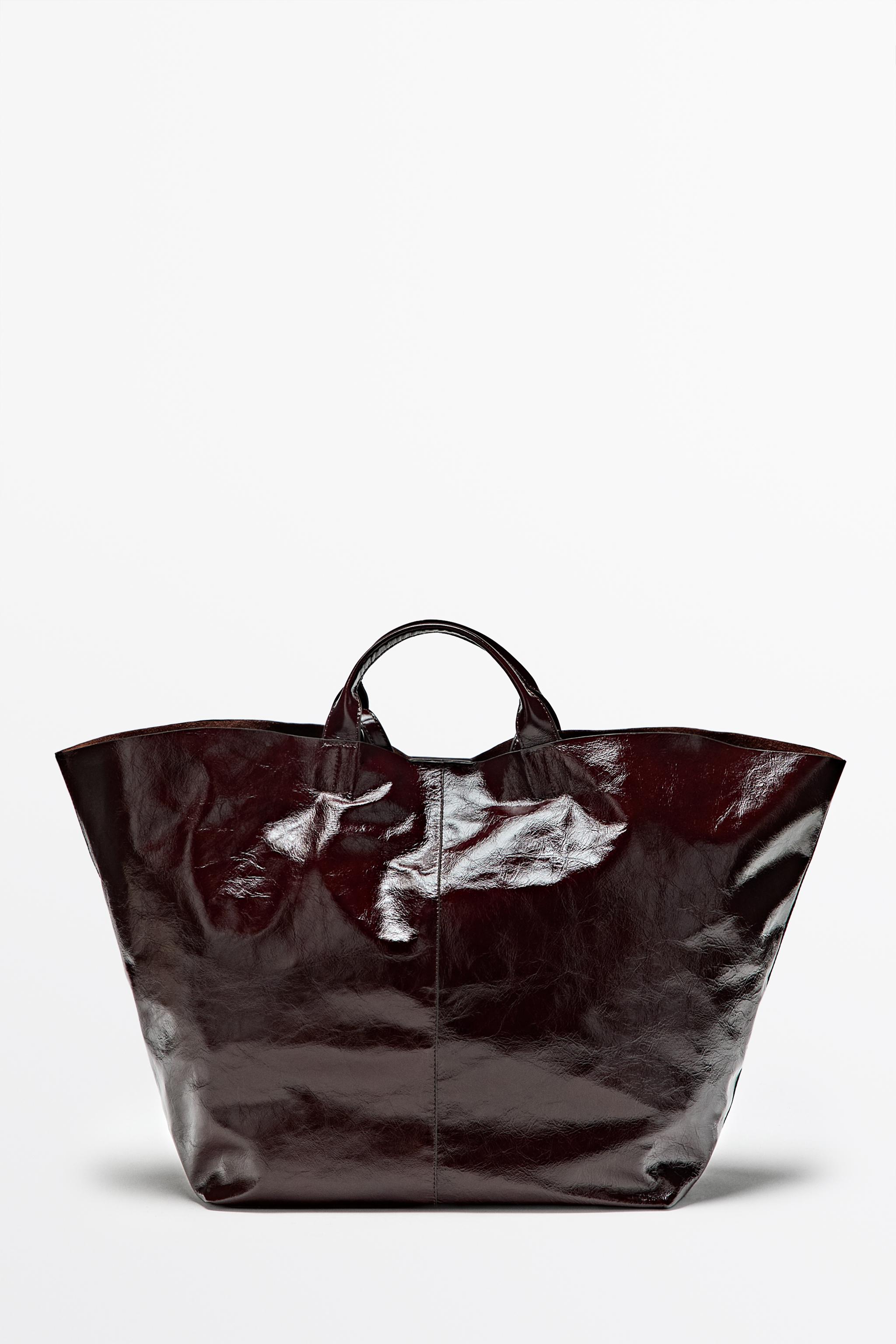 Bolso tote maxi piel napa crackle