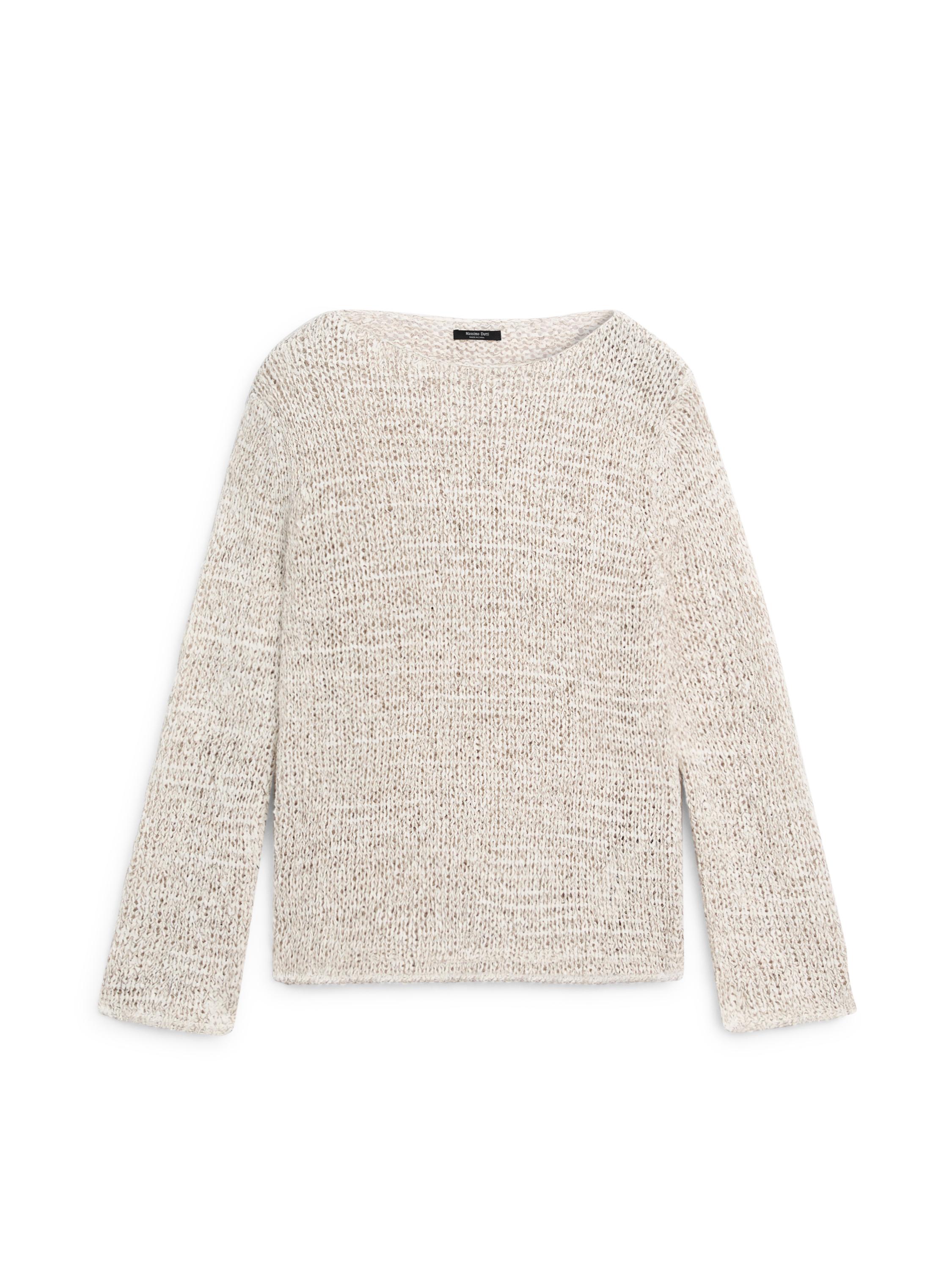 Boat neck knit sweater — BEIGE