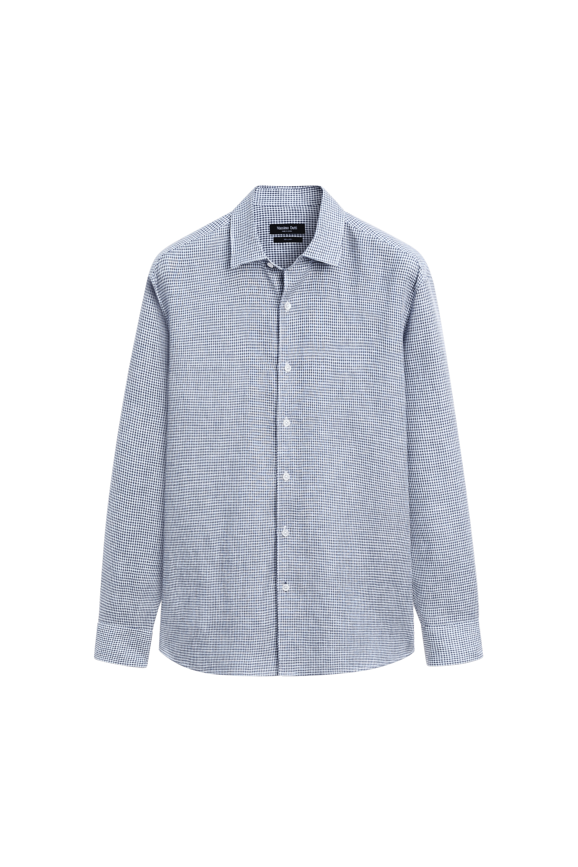 Massimo Dutti %100 keten regular fit pötikareli gömlek görsel 4