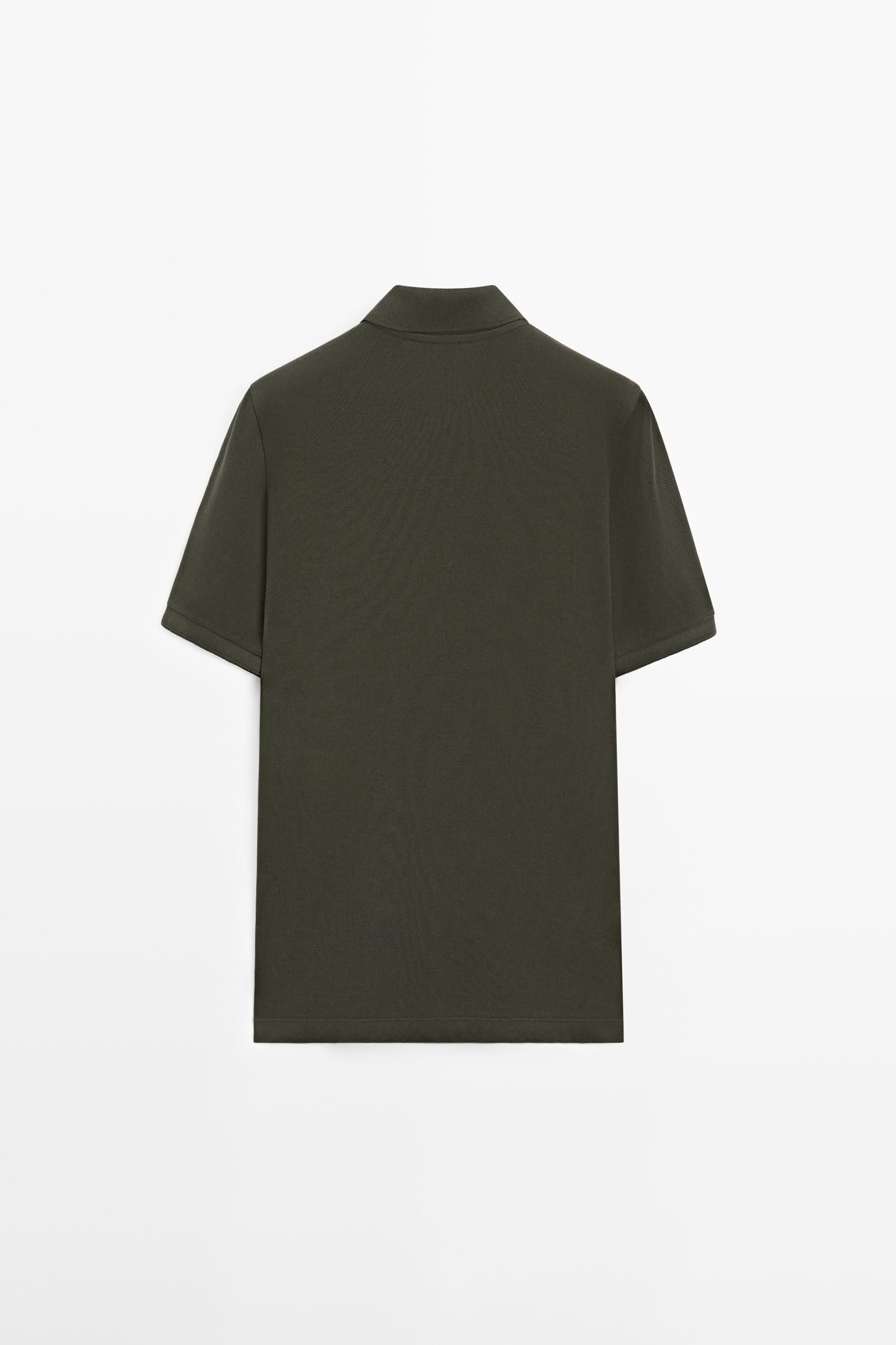 Micro-textured cotton piqué polo shirt — MOSS GREEN