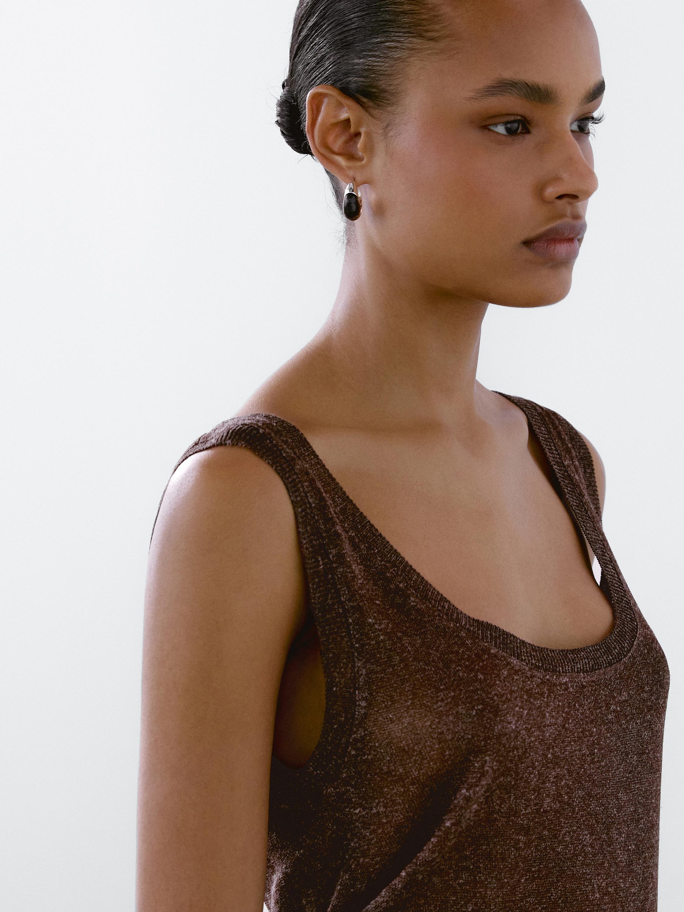 Strappy fine knit top