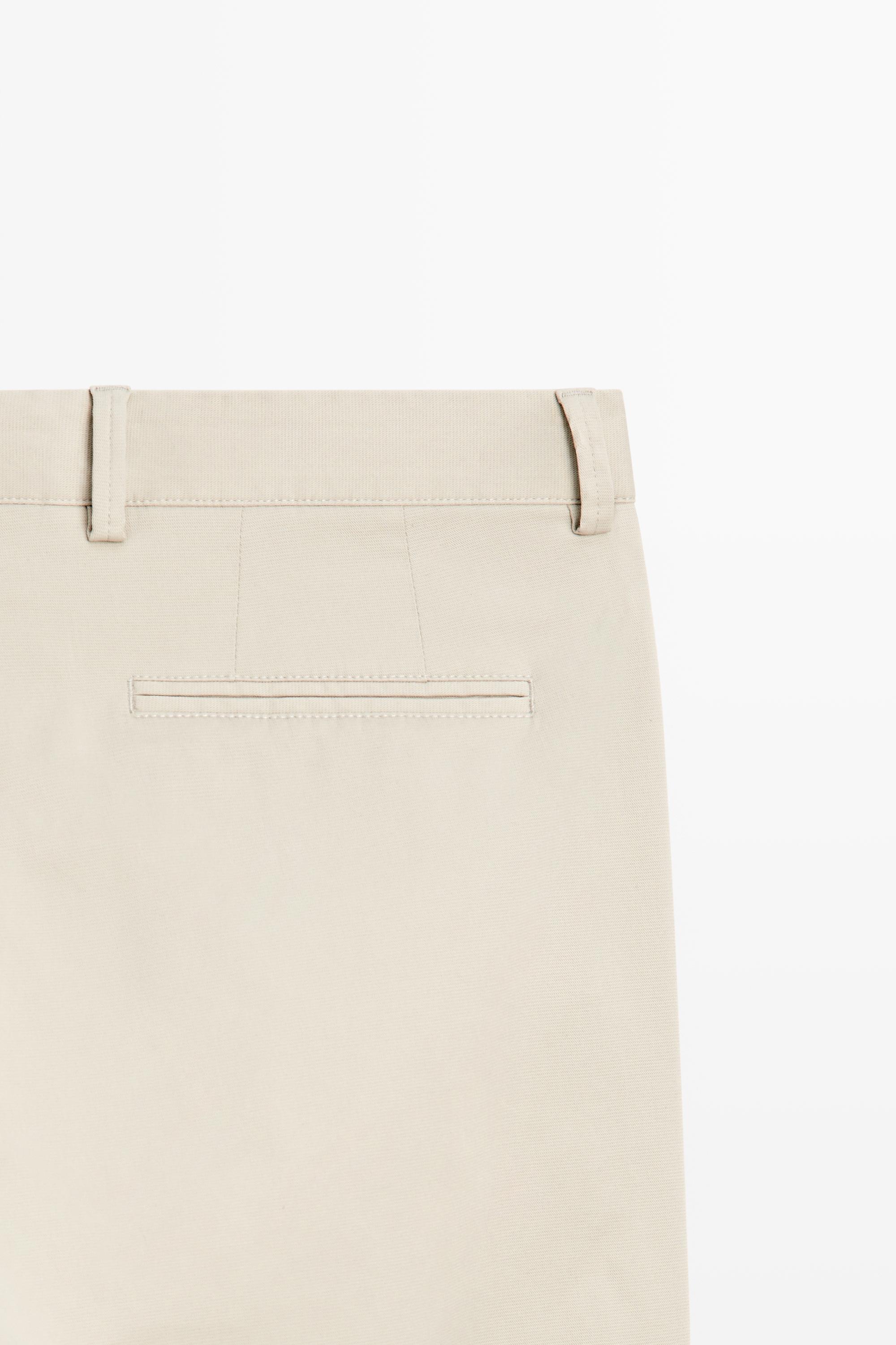 Cotton-blend slim fit pants — BEIGE
