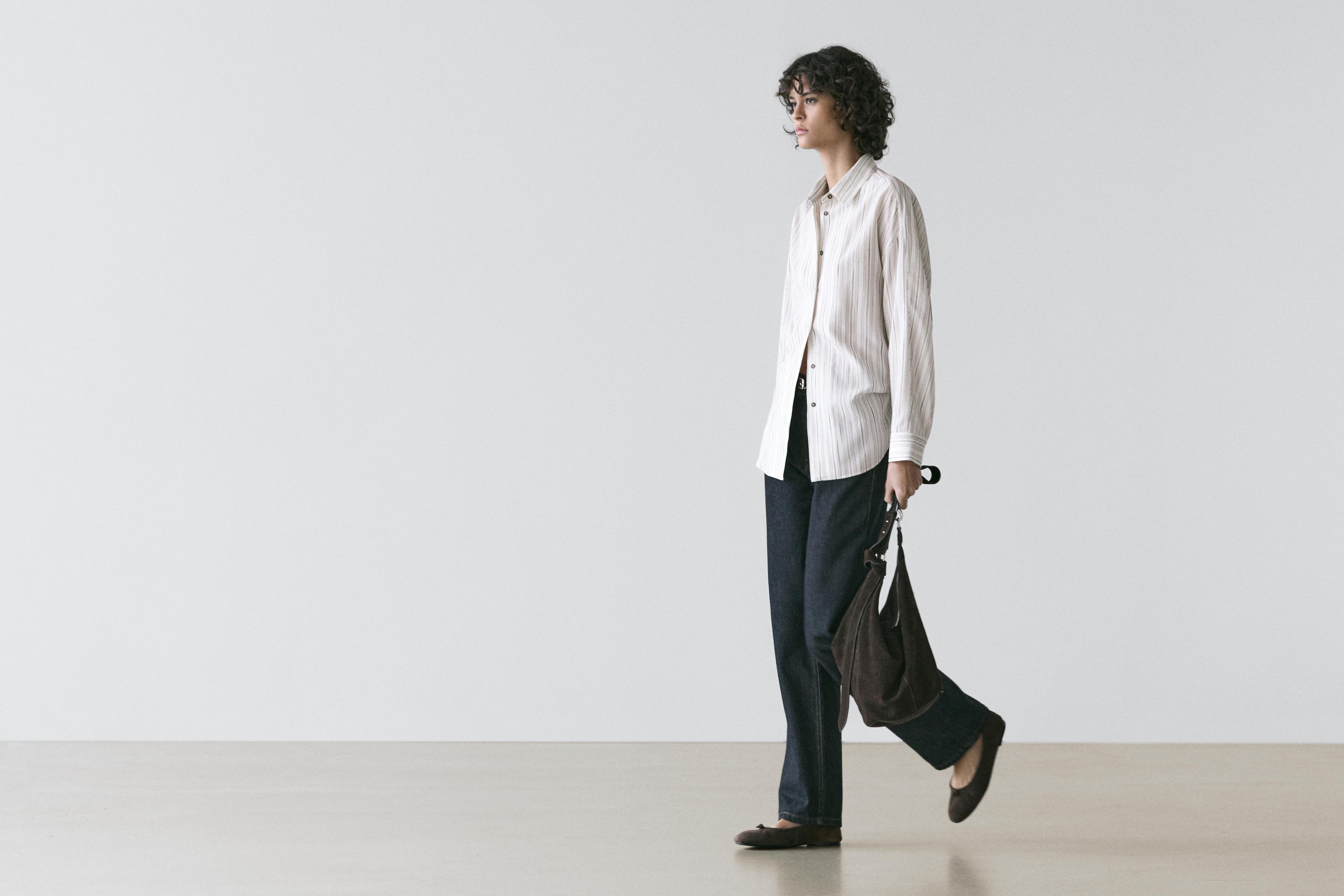 Striped flowing shirt — WHITE