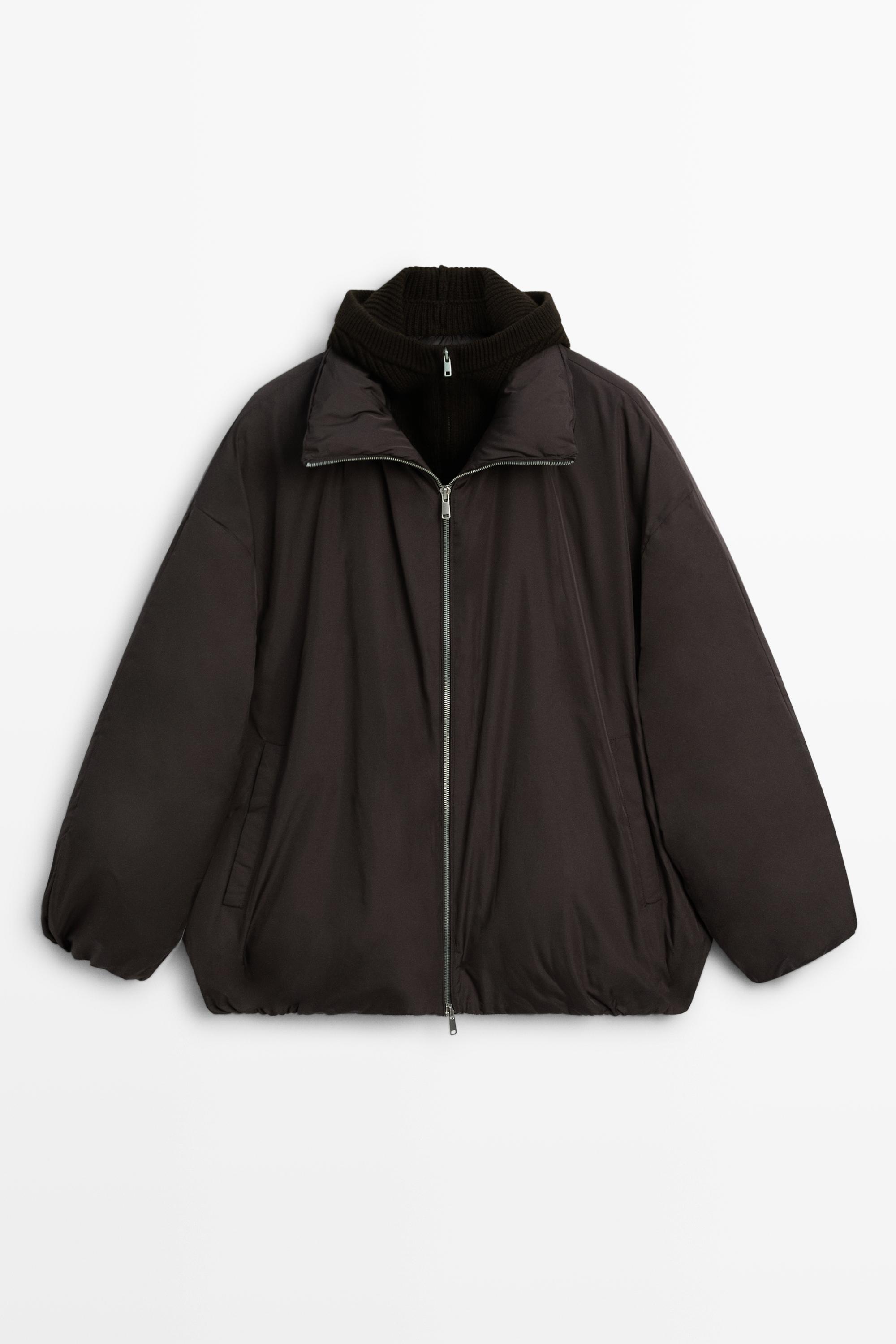 Down jacket with detachable detail piece by Massimo Dutti
