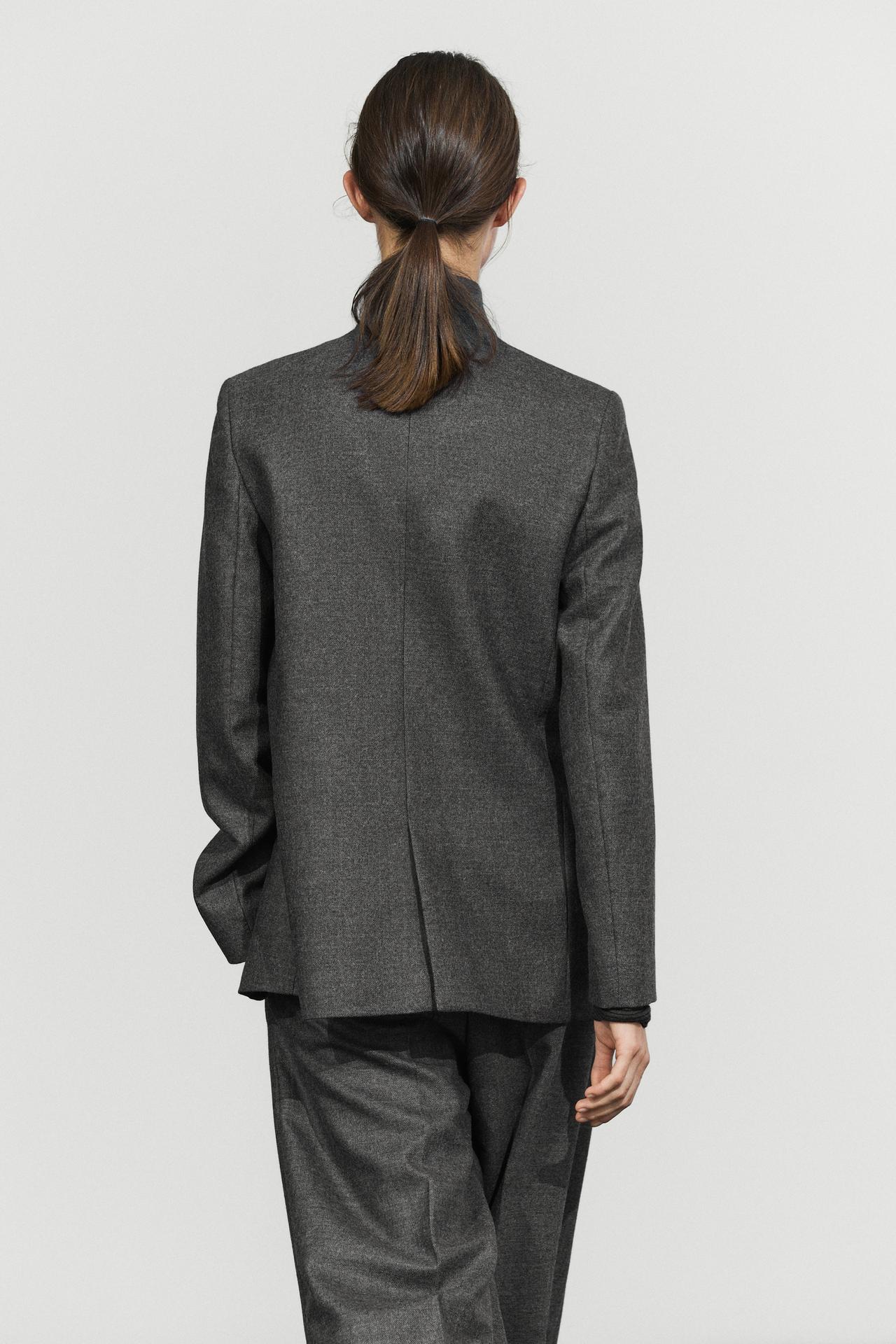 100% wool flannel suit blazer — DARK GREY