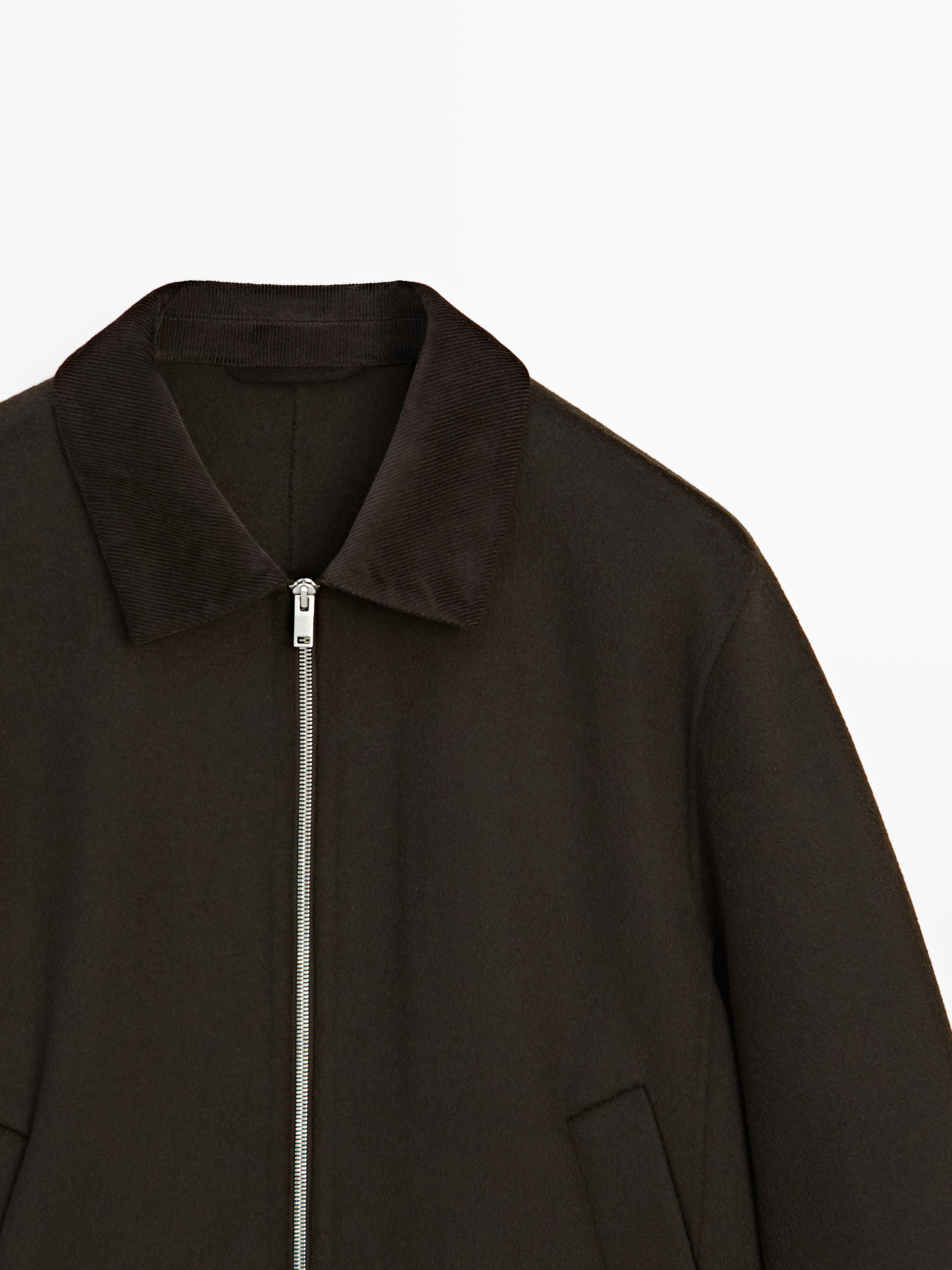 Doppellagige Wolljacke mit Kordkragen
