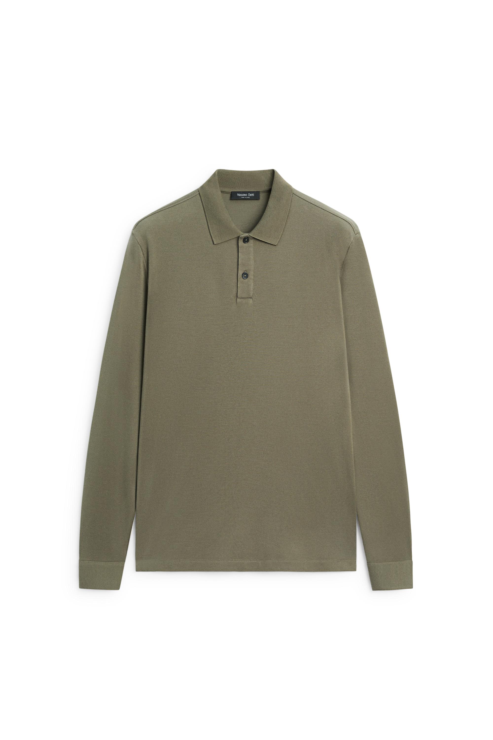 100% cotton micro-textured knit polo shirt — GREEN