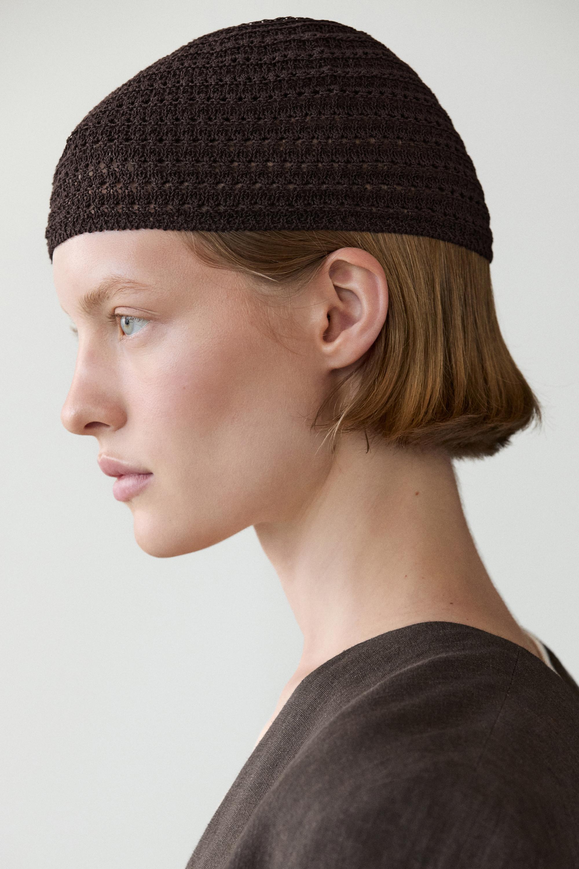 Cotton blend crochet beanie