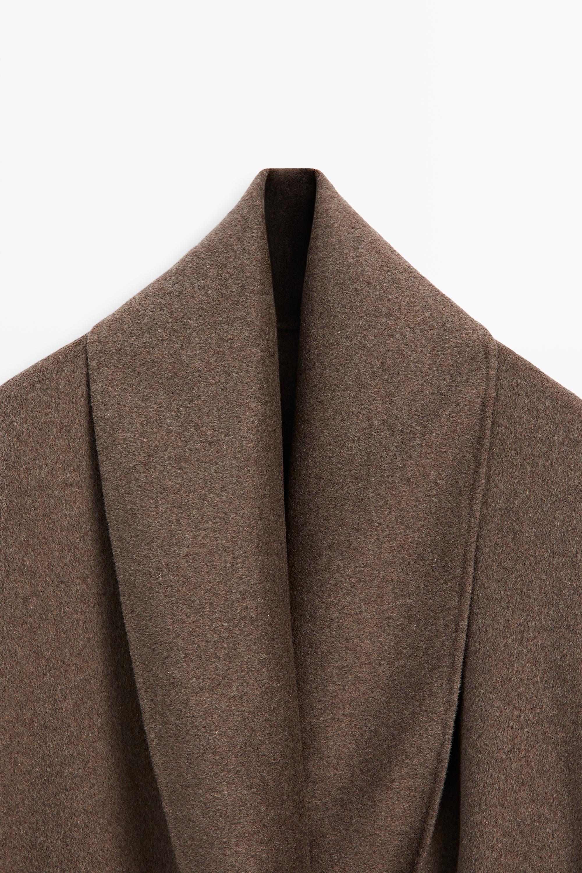 Wrap-style melange wool blend jacket — MOLE BROWN